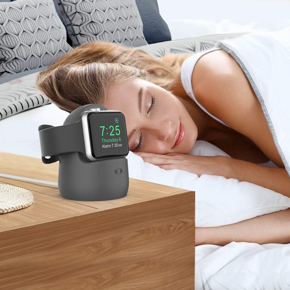 Detalle de AHASTYLE Silicone Dock Stand for Apple Watch Charger – Nightstand-Mode Compatible