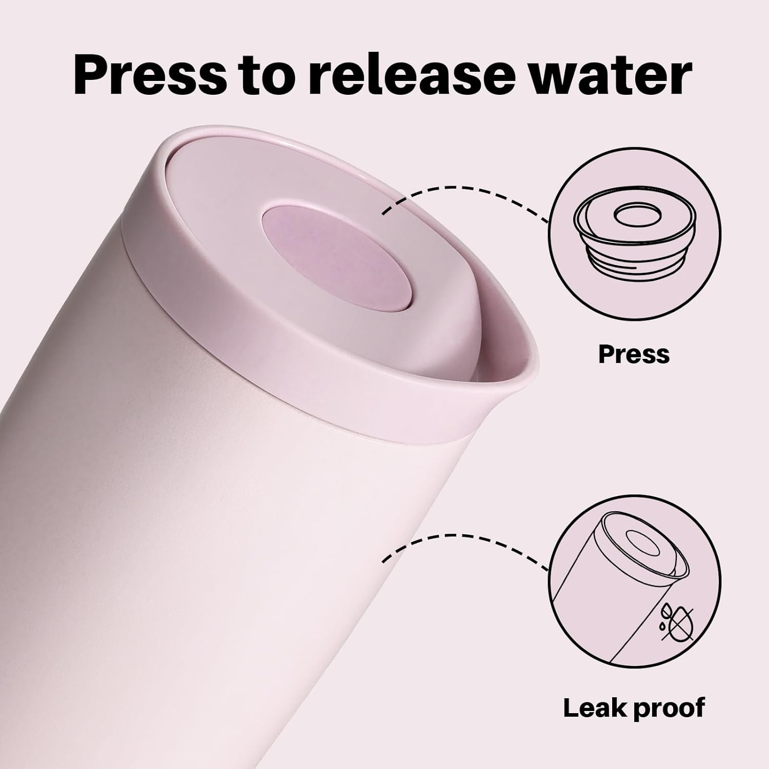 Detalle 2 de BOTTLE BOTTLE Travel Mug (Pink, 500 ml) – On-the-go stainless steel mug