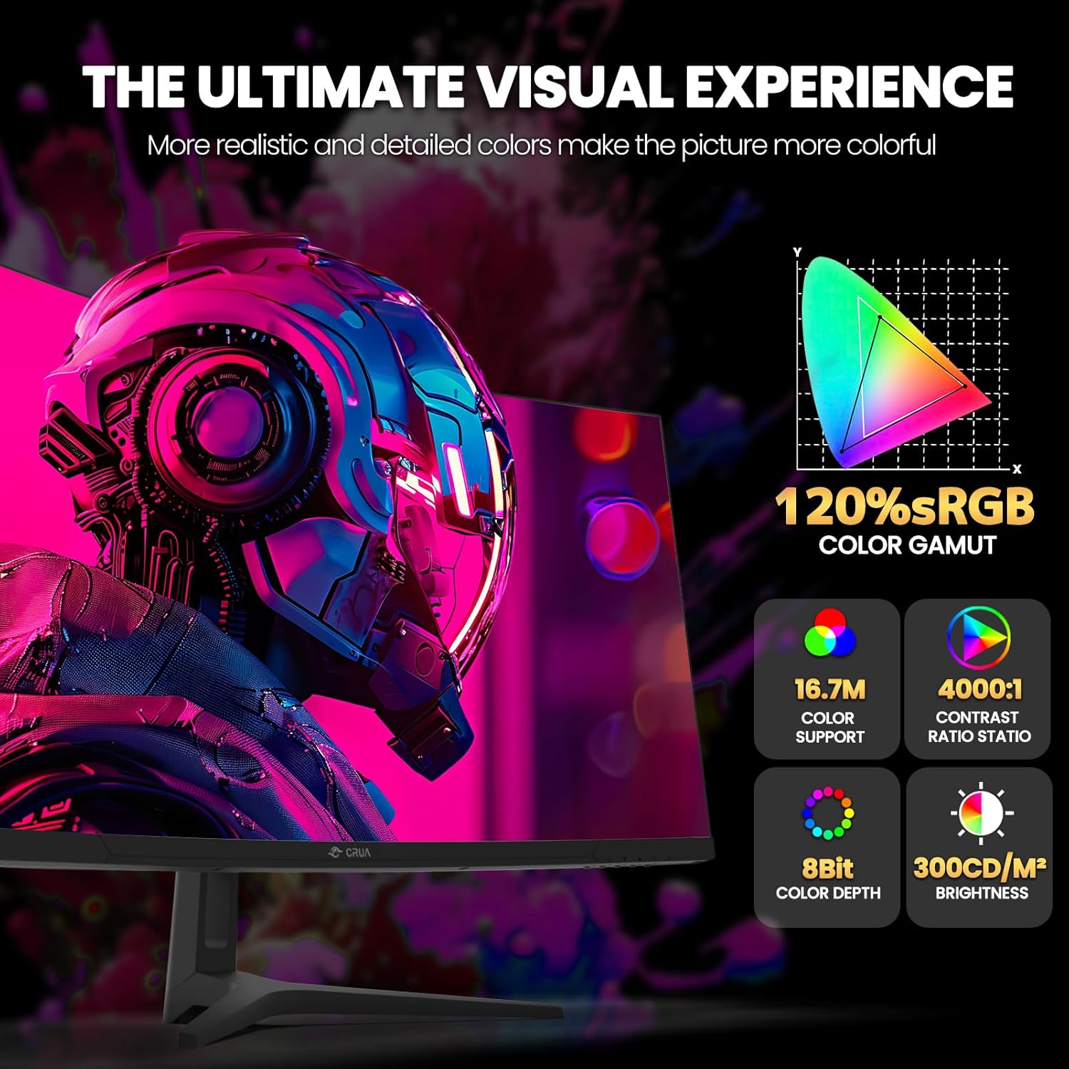 Thumbnail 4 de CRUA 34-Inch Ultrawide Gaming Monitor (3440x1440, 165Hz, 1500R Curved) with FreeSync and Wall Mount