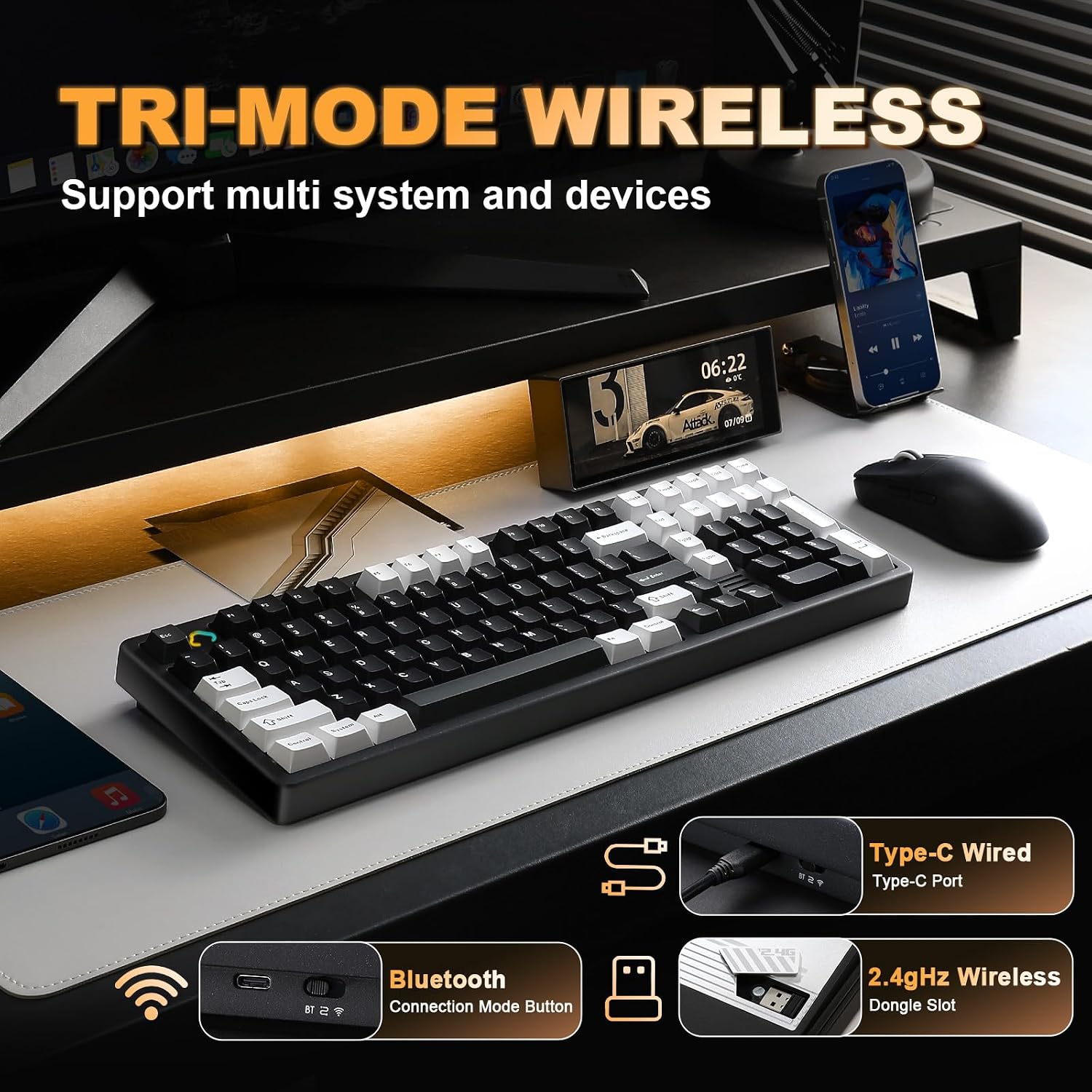 Detalle de YUNZII AL98 Kabellose Gaming Tastatur 1800