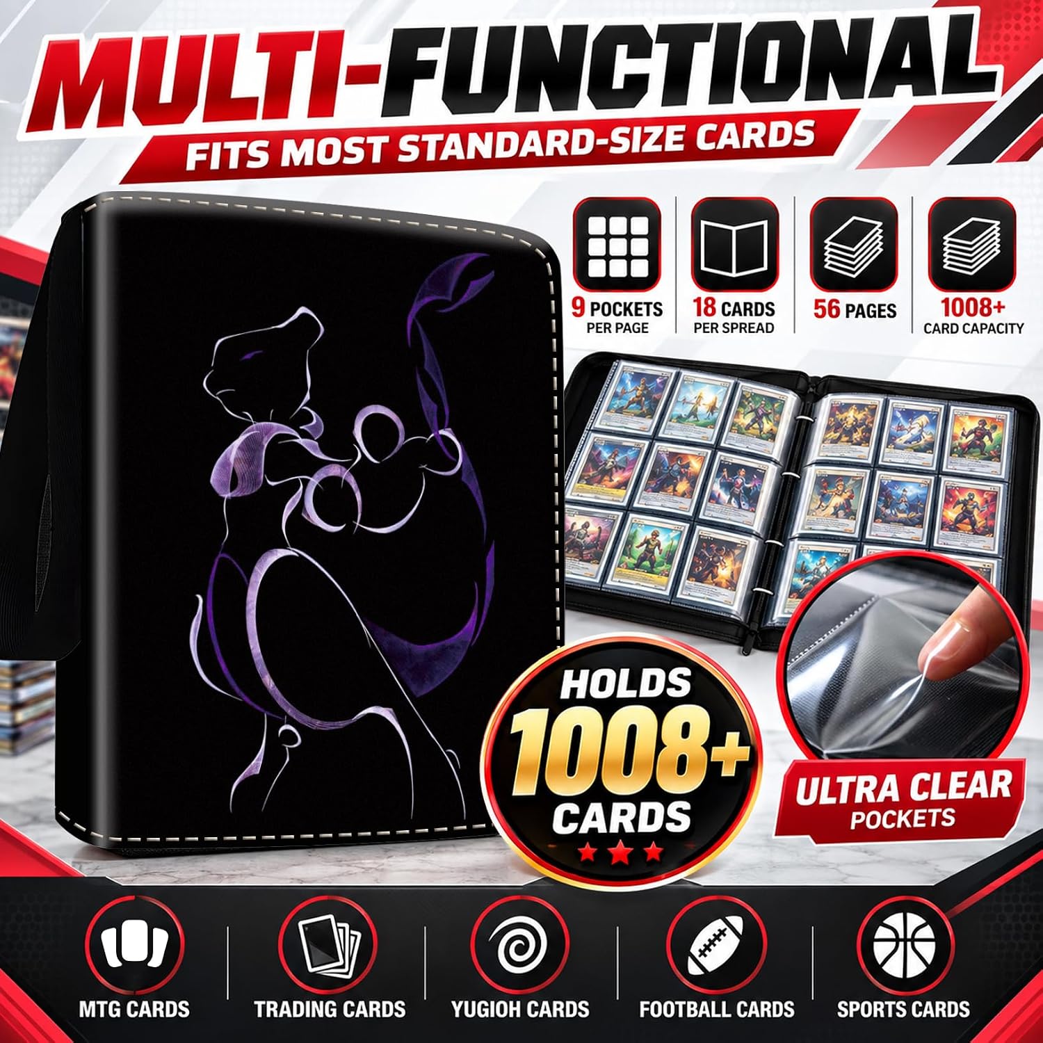 Detalle 2 de MYTCG meng-1008 Trading Card Binder, 9-Pocket, 56 Removable Pages
