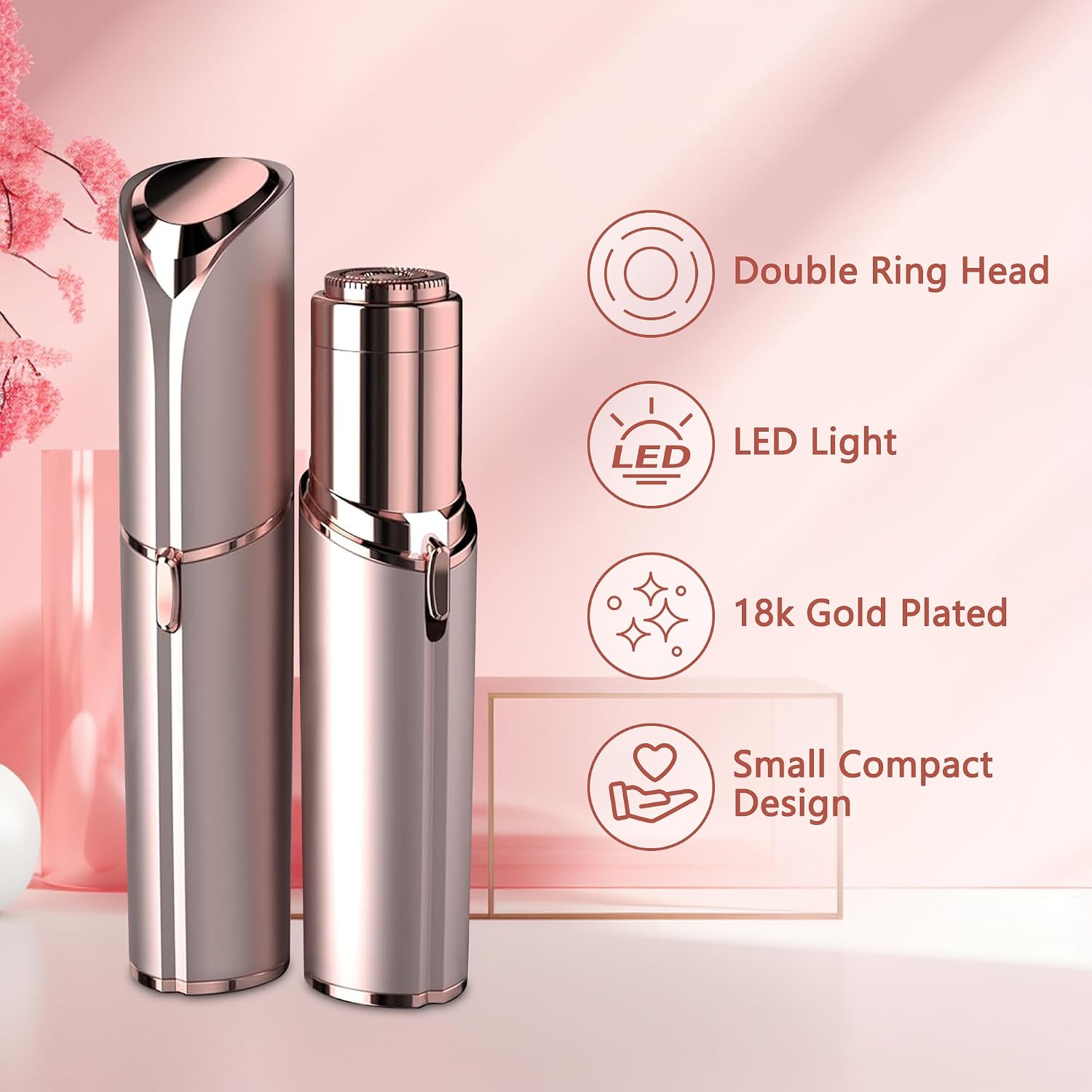 Thumbnail 1 de EVIEY EY-N001 Electric Facial Hair Remover with LED Light, Rose Gold