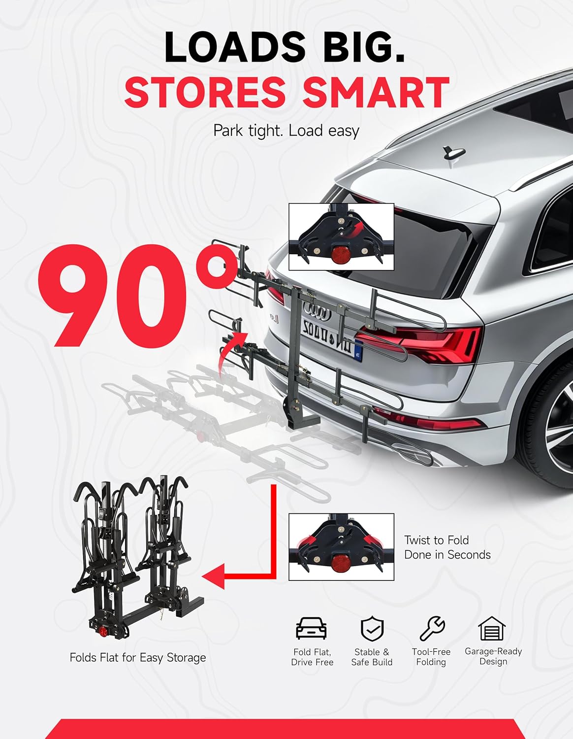 Detalle 2 de Young 4-Bike Hitch Rack ⚙