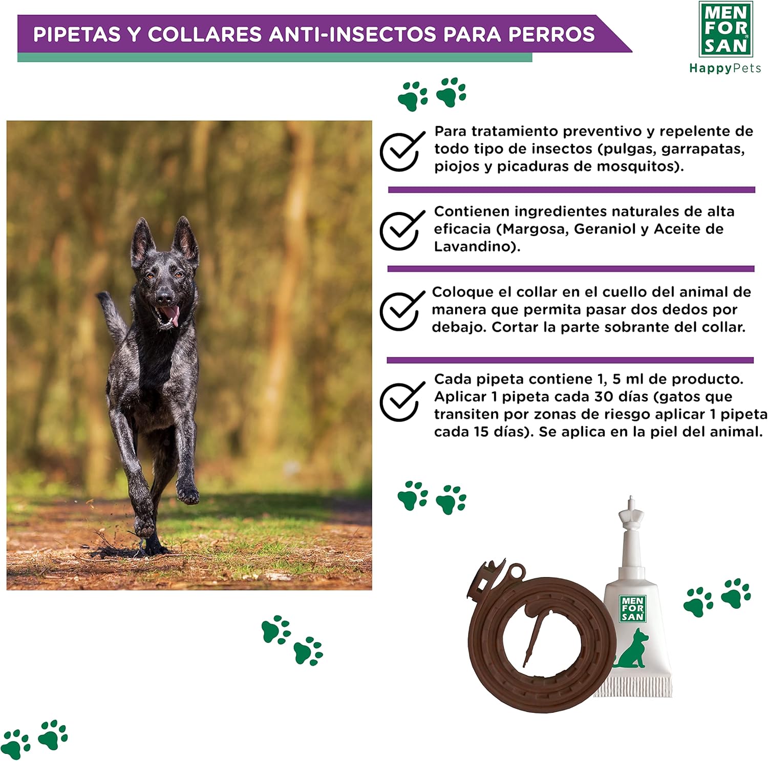 Thumbnail 2 de MENFORSAN Pack Mix collares y pipetas para perros, 2 collares