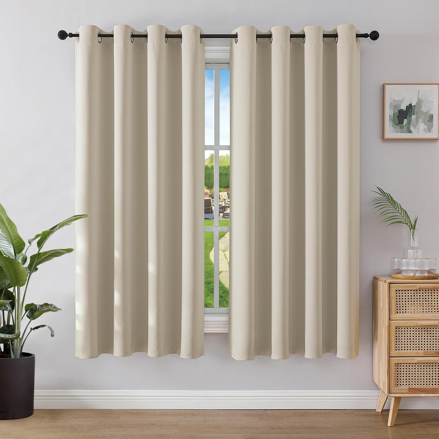 Detalle de Joydeco Blickdichte Vorhänge mit Ösen – 2er-Set, Verdunkelung, H 158 x B 132 cm
