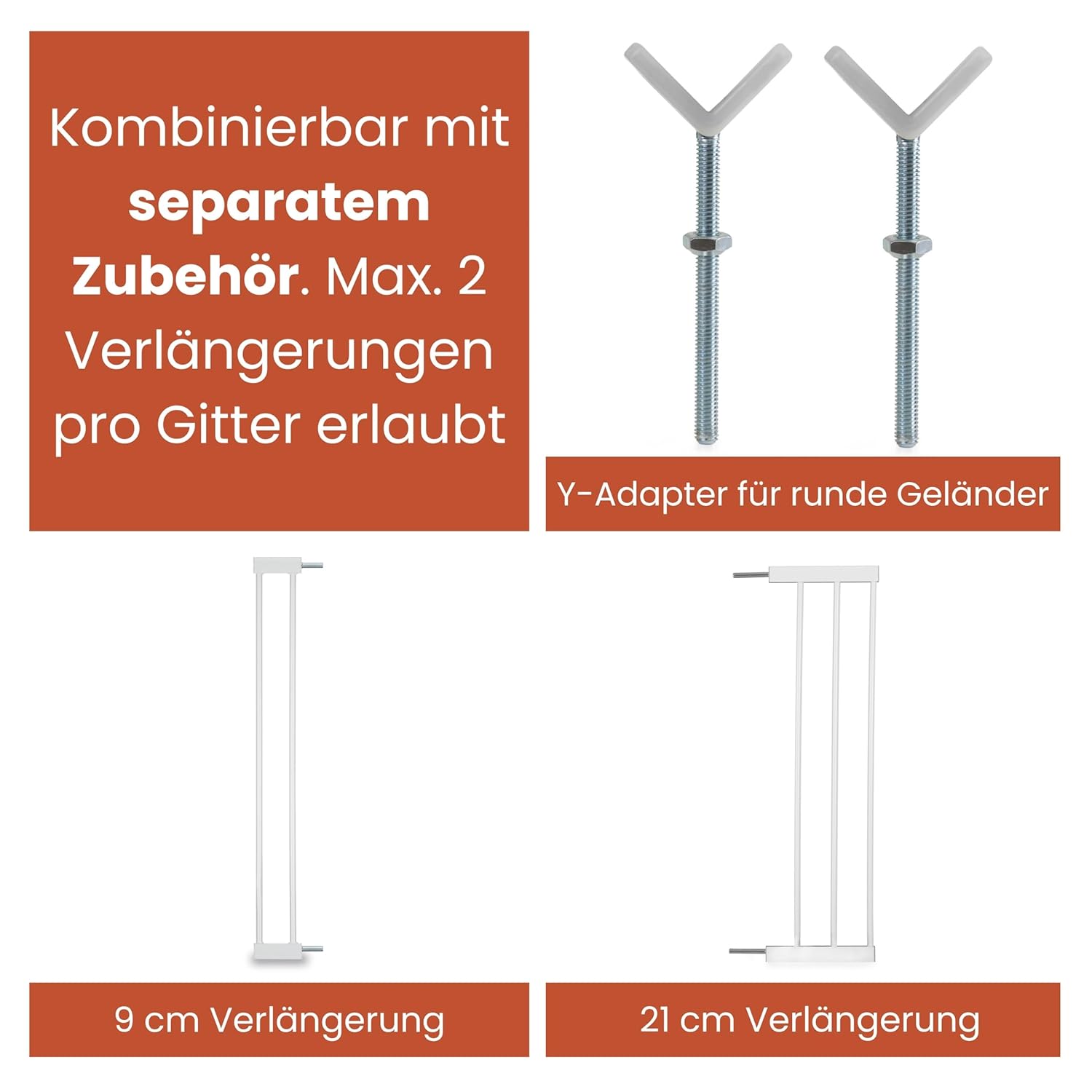 Detalle de hauck Open N Stop 2 + 9 cm Verlängerung – Tür- und Treppengitter, Weiß, 84–89 cm Breite, 77 cm hoch