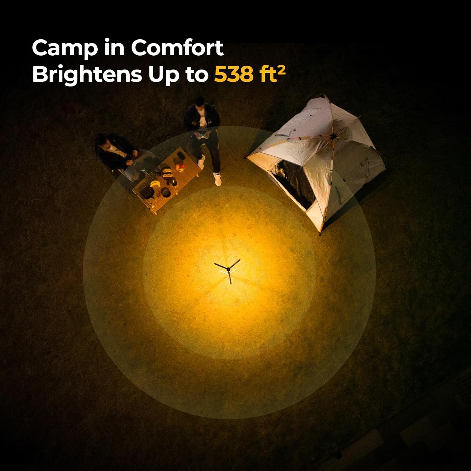 Detalle de BougeRV CL04: Lampada da campeggio ricaricabile 15600 mAh, 3000 lm, IP54 e testa orientabile