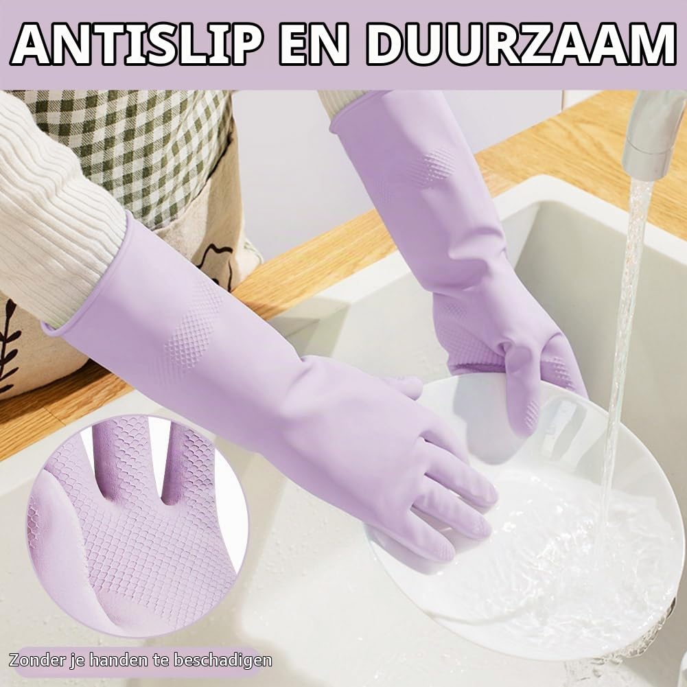 Thumbnail 6 de AUAUY herbruikbare huishoudhandschoenen, 3 paar latex, antislip, maat L
