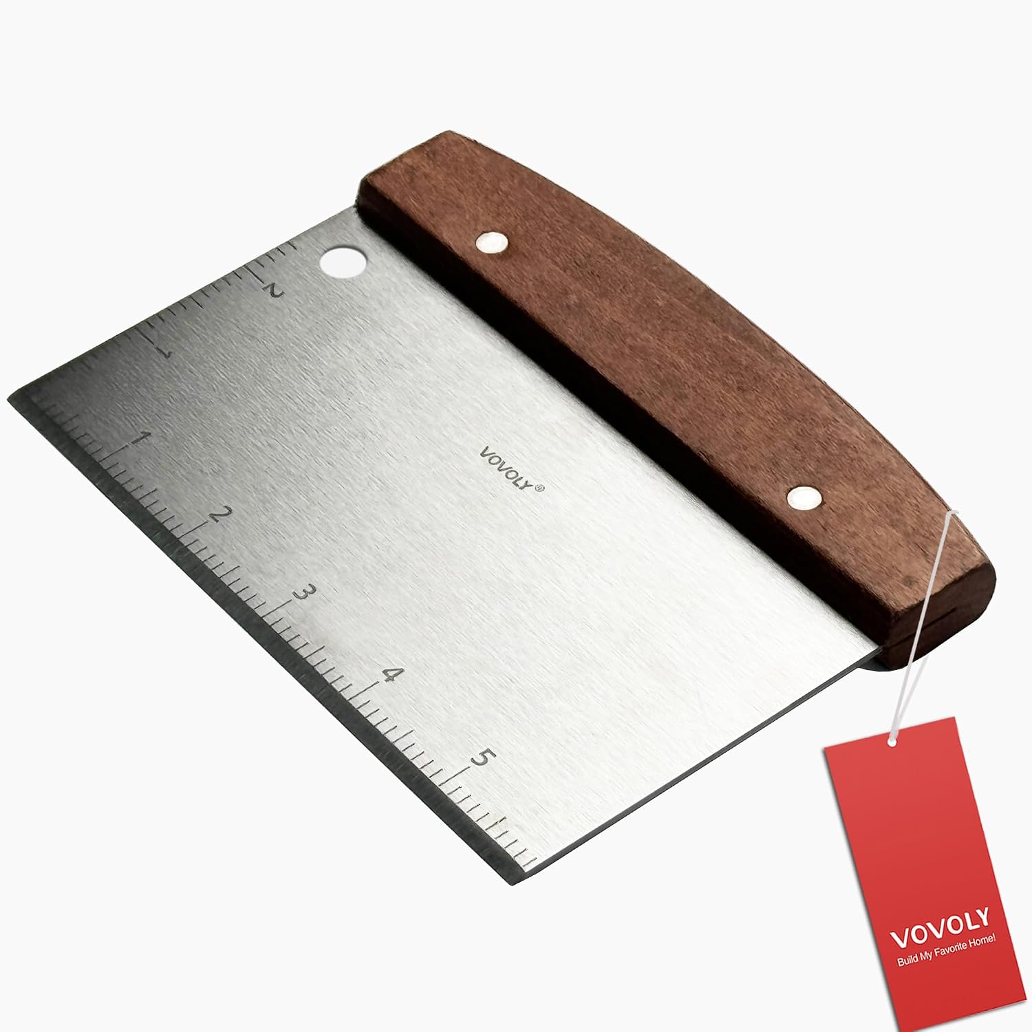Detalle de Vovoly 229 Bench Scraper with Stainless Steel Blade and Wood Handle
