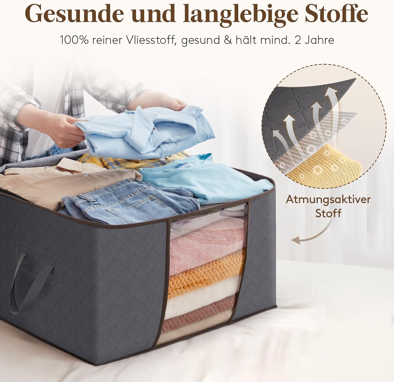 Thumbnail 4 de Lifewit 3er-Set Aufbewahrungstaschen 90L (je Tasche 60 x 43 x 35 cm) – faltbarer Schrank-Organizer mit verstärktem Griff