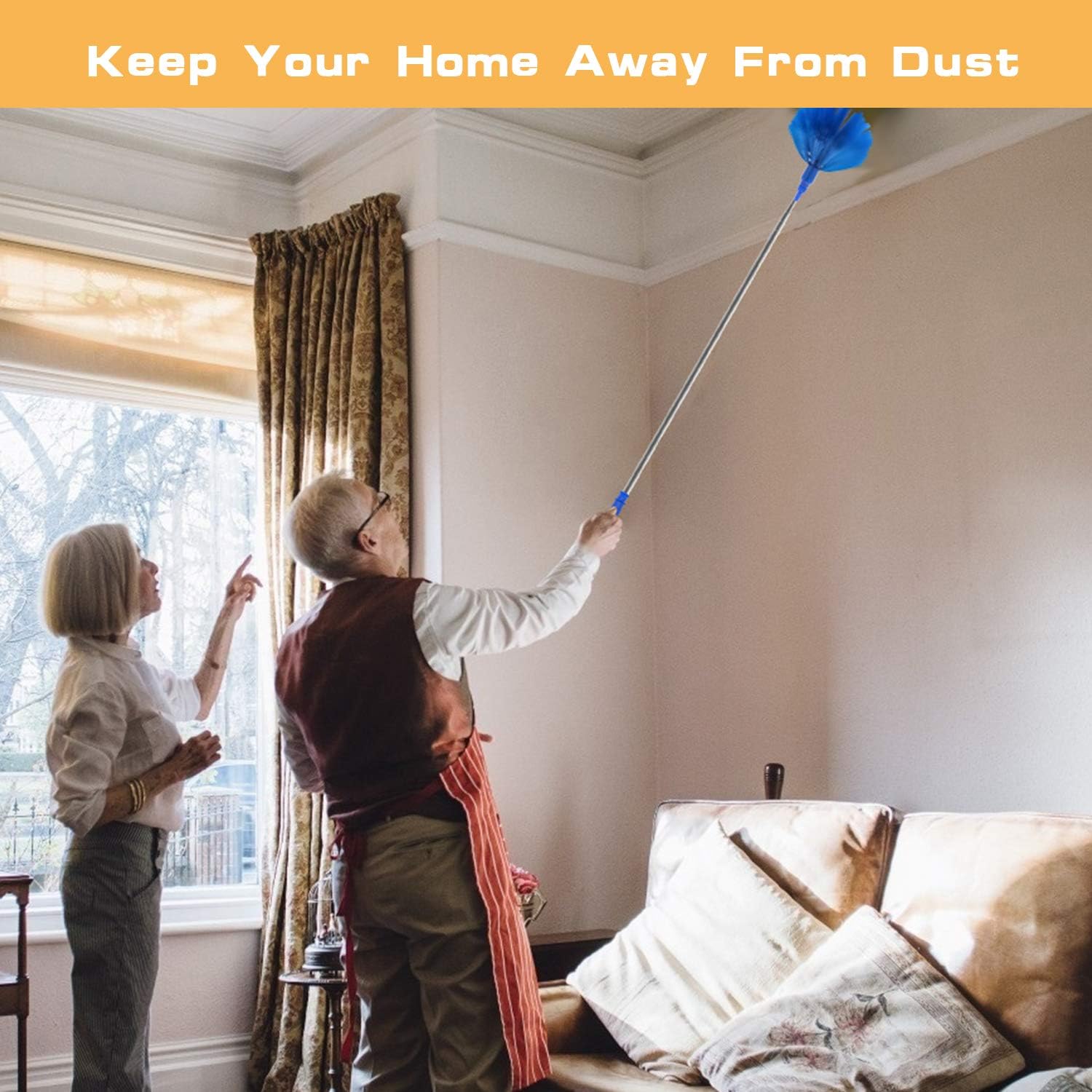 Thumbnail 4 de Microfiber Duster cleaning kit with telescoping extension pole (30–81 inch) – reusable bendable dusters for ceilings, fans and cobwebs