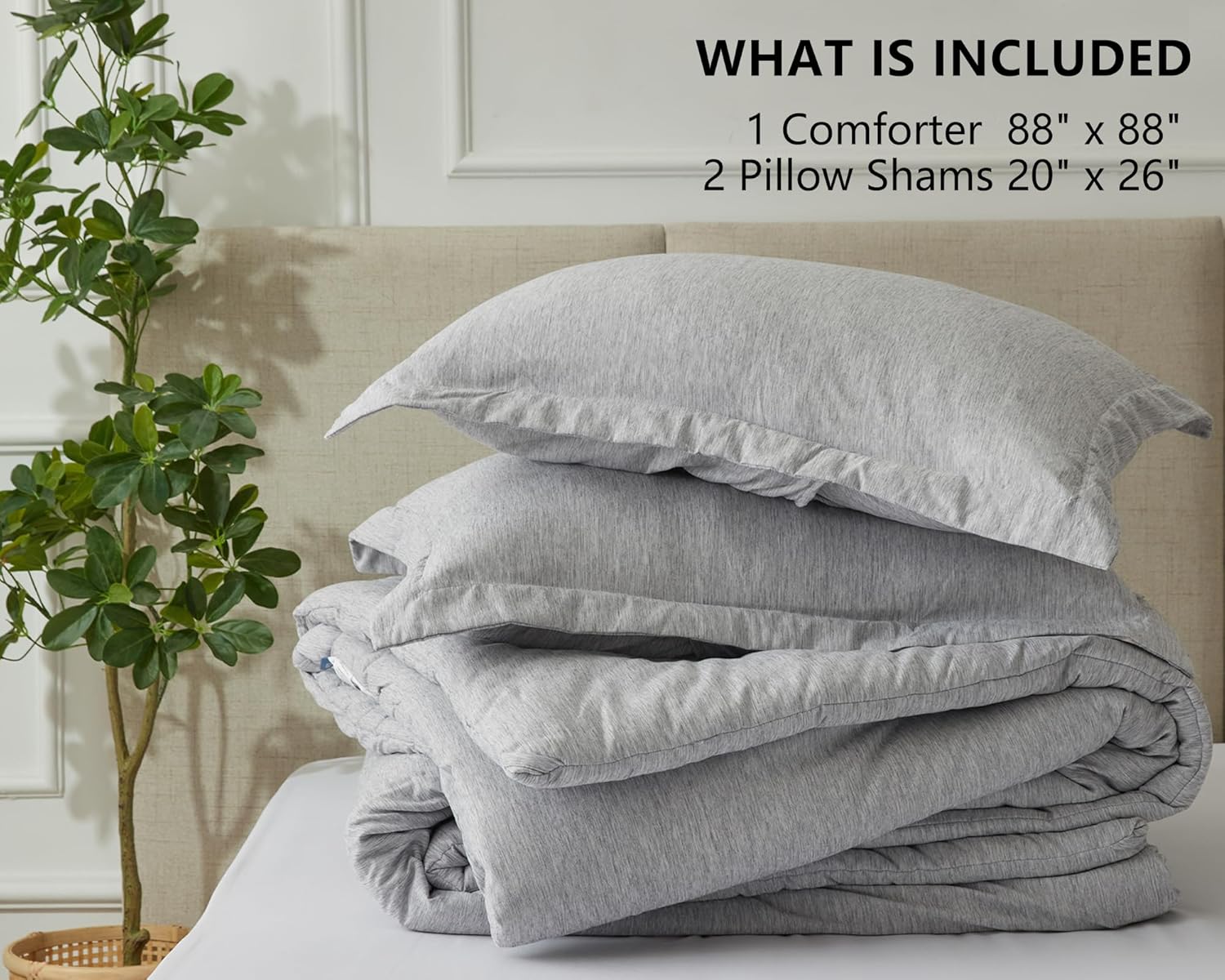 Thumbnail 6 de CozyLux Queen Comforter Set (3-Piece) in Light Gray, Double-Brushed Microfiber Cationic Dyeing