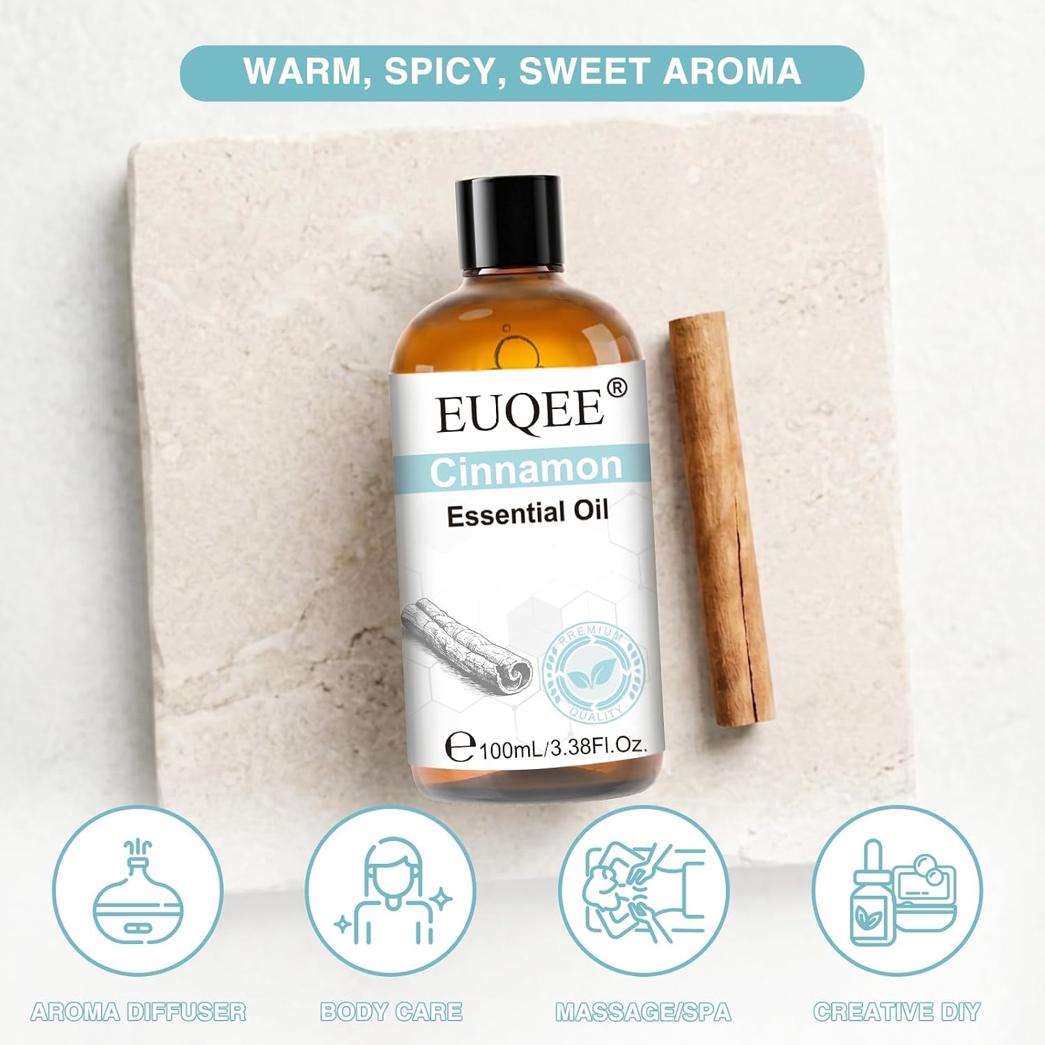 Thumbnail 2 de EUQEE Cinnamon Essential Oil 100ml — Pure, Versatile for Diffusers, Massage & DIY Projects