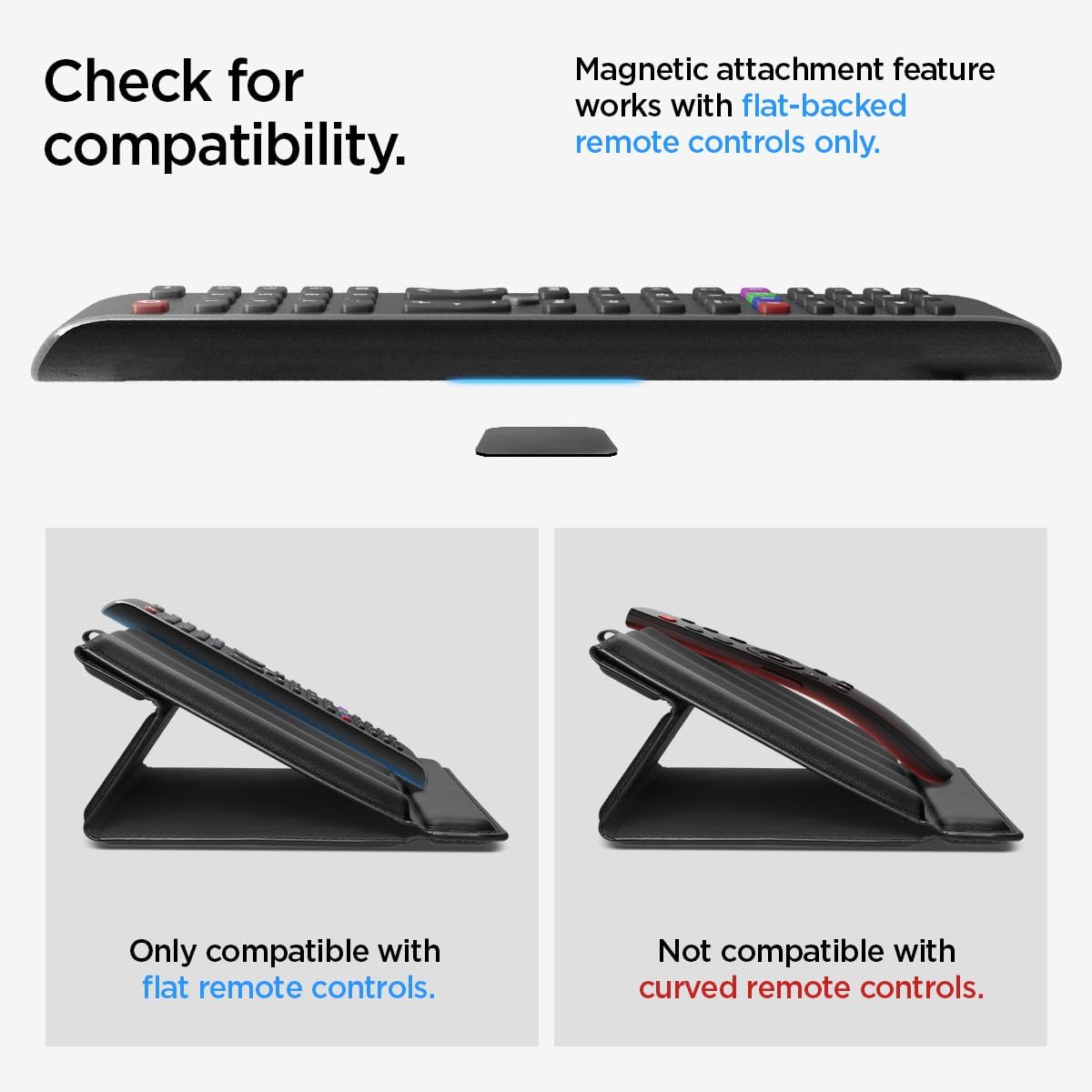 Thumbnail 3 de Spigen LD401 : porte-télécommandes universel en cuir à support magnétique (4 compartiments) – Noir