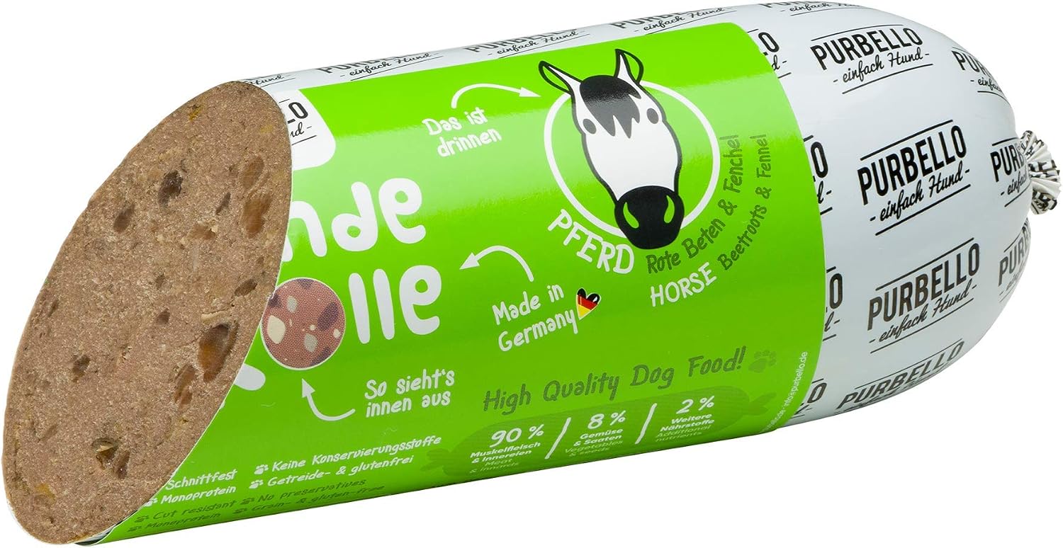Thumbnail 3 de PURBELLO Hunde-Rolle Pferd mit Roter Bete & Fenchel – Monoprotein Nassfutter, 8 x 800 g