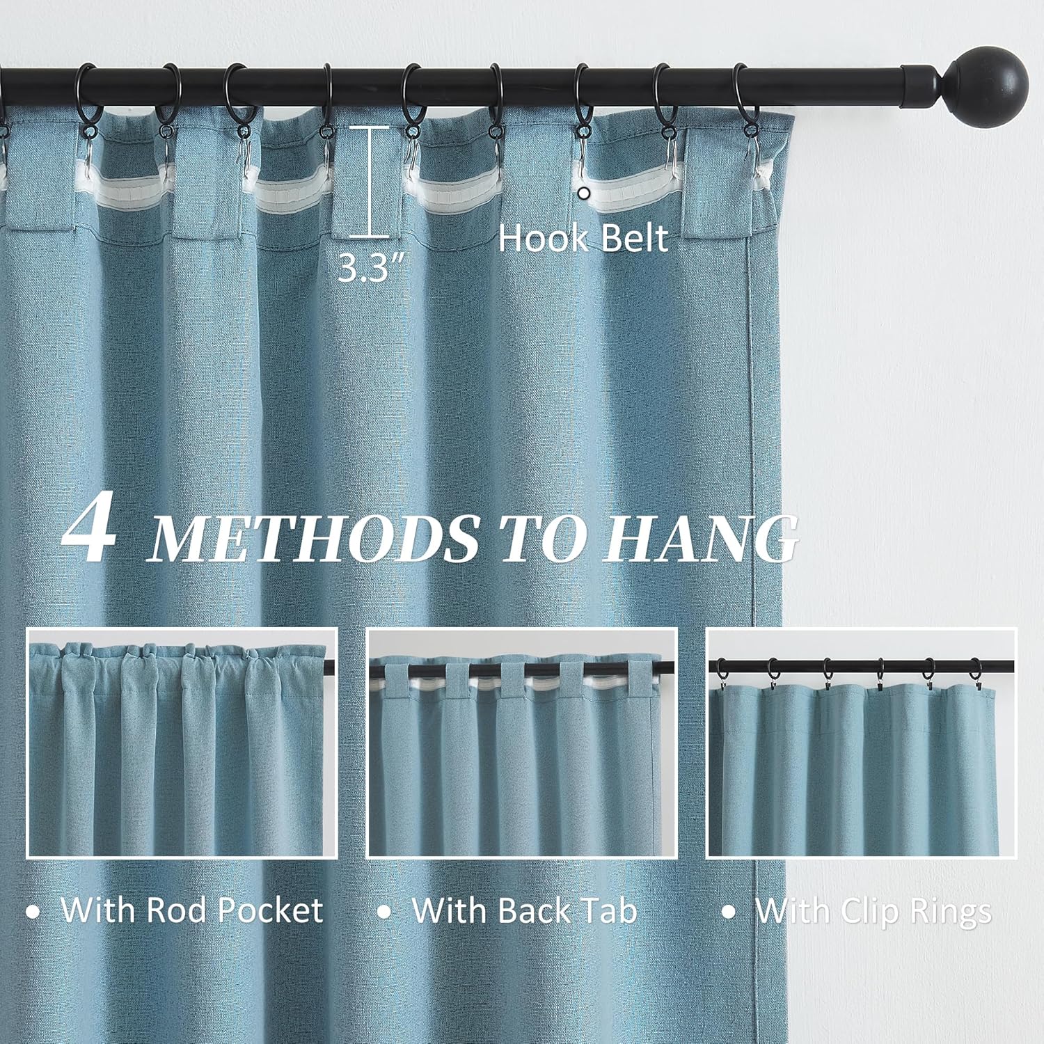 Detalle de KEQIAOSUOCAI 108-inch blackout curtains 2 panels 🪟