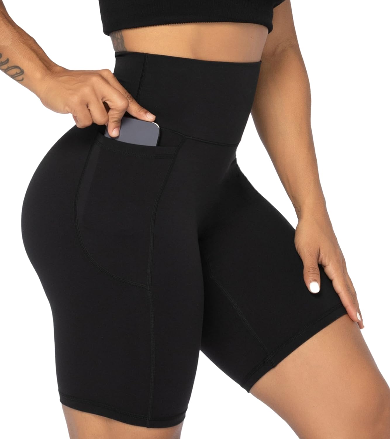 Detalle de Sunzel No Front Seam Biker Shorts for Women with Pockets & Tummy Control