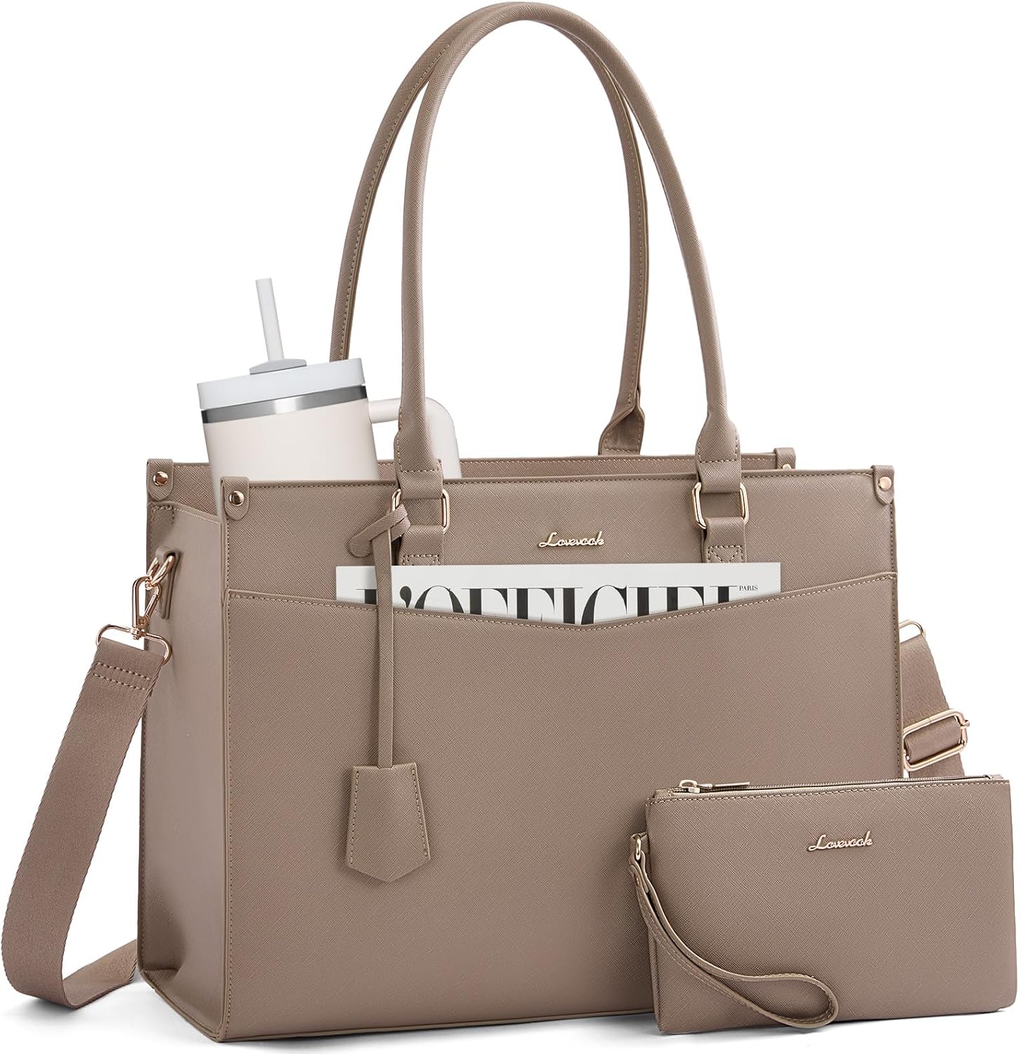 Detalle de LOVEVOOK Laptoptasche Damen 2-in-1: Elegante Business Aktentasche und vielseitige Arbeitstasche
