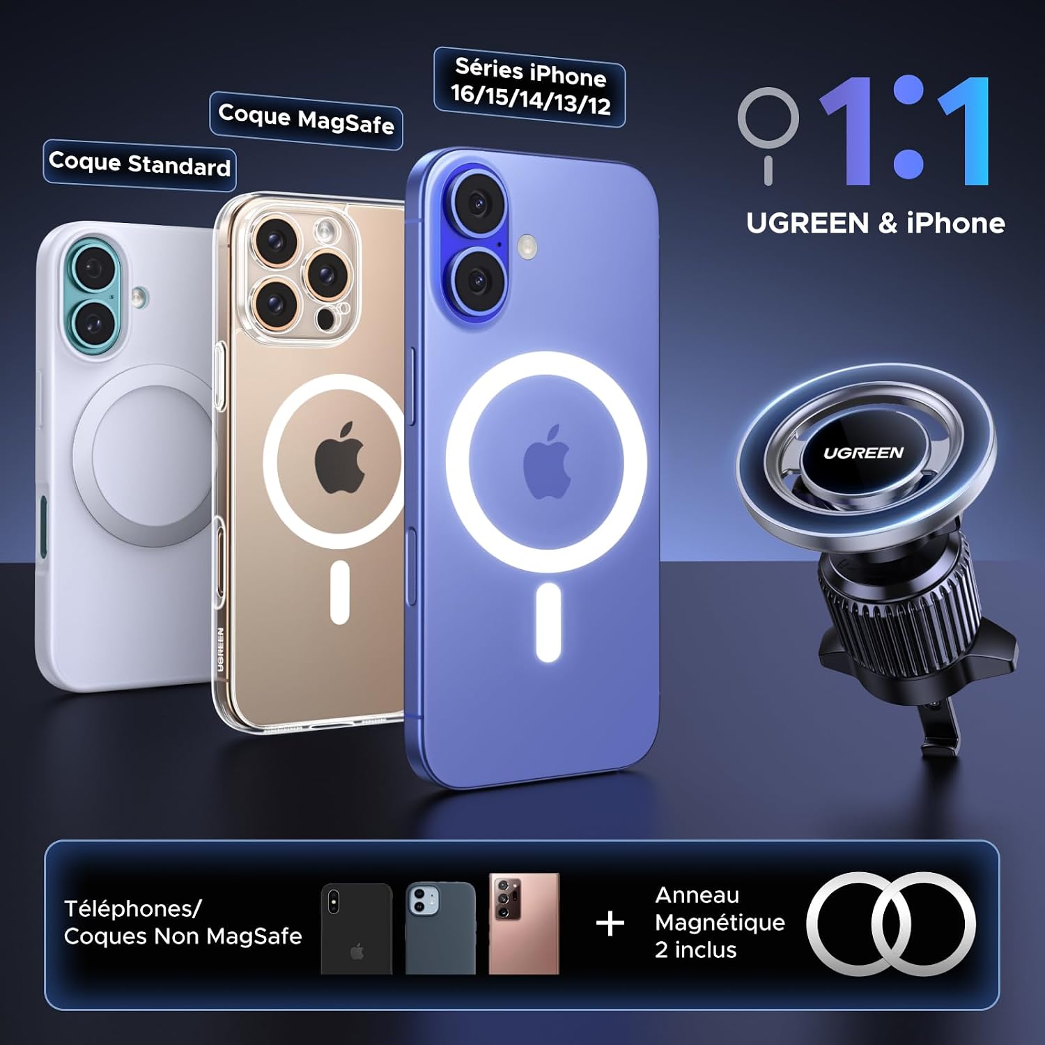 Thumbnail 6 de UGREEN Support Magnétique MagSafe pour iPhone 17 Pro Max (Gris)