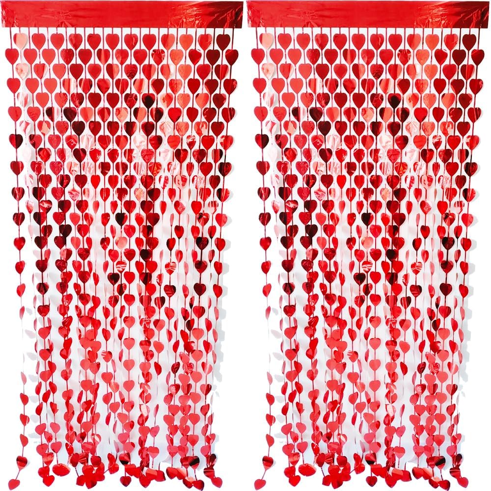Thumbnail 6 de CYBERNOVA 2 Pack Fringe Curtain Backdrop (heart-shaped metallic tinsel foil), 3.28ft x 6.6ft, black