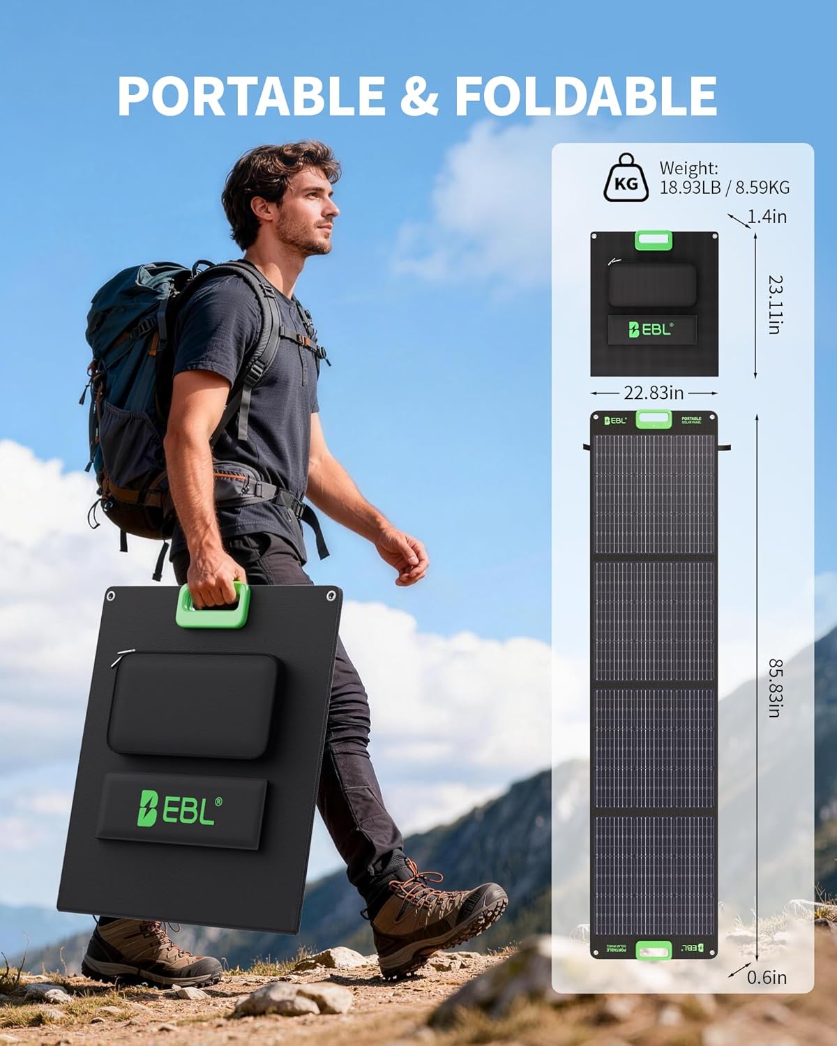 Thumbnail 4 de EBL 200W Portable Solar Panel for Power Station