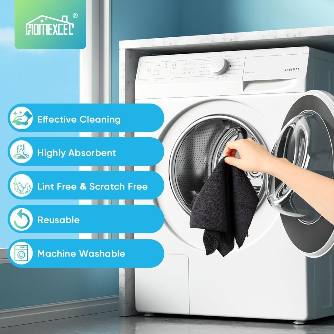 Detalle 2 de HOMEXCEL Microfiber Cleaning Cloths, 12-Pack