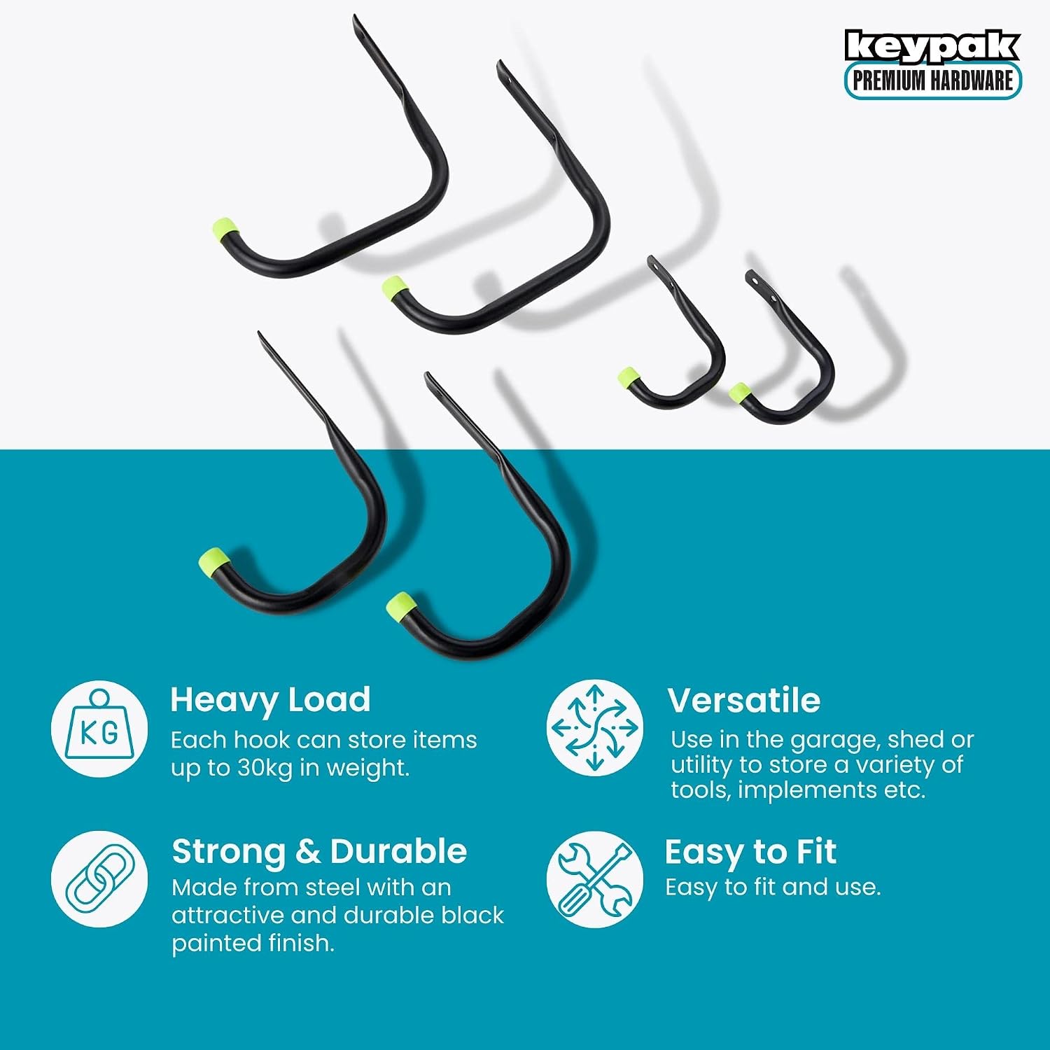 Detalle de Keypak Universal Heavy Duty Garage Storage Hooks Set (6 Pack)