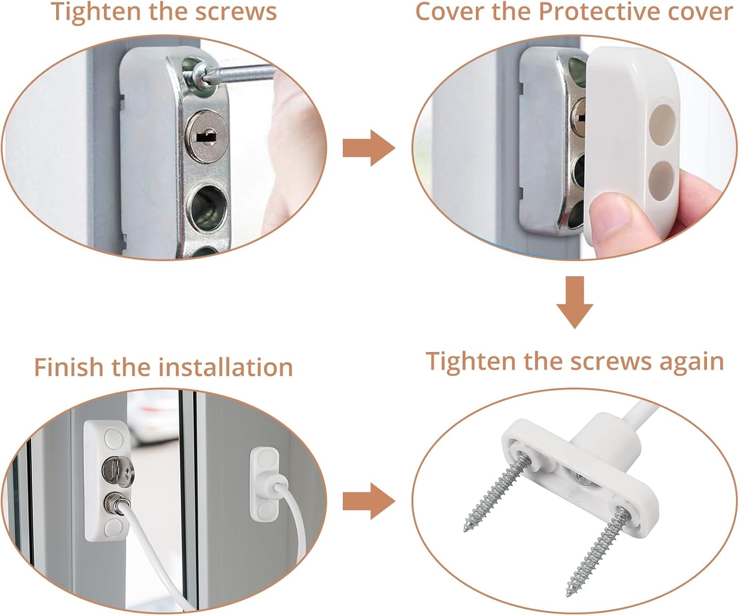 Thumbnail 5 de Kamtop 10PCS Window Restrictor Child Safety Locks – Flexible Cable, ABS & Stainless Steel