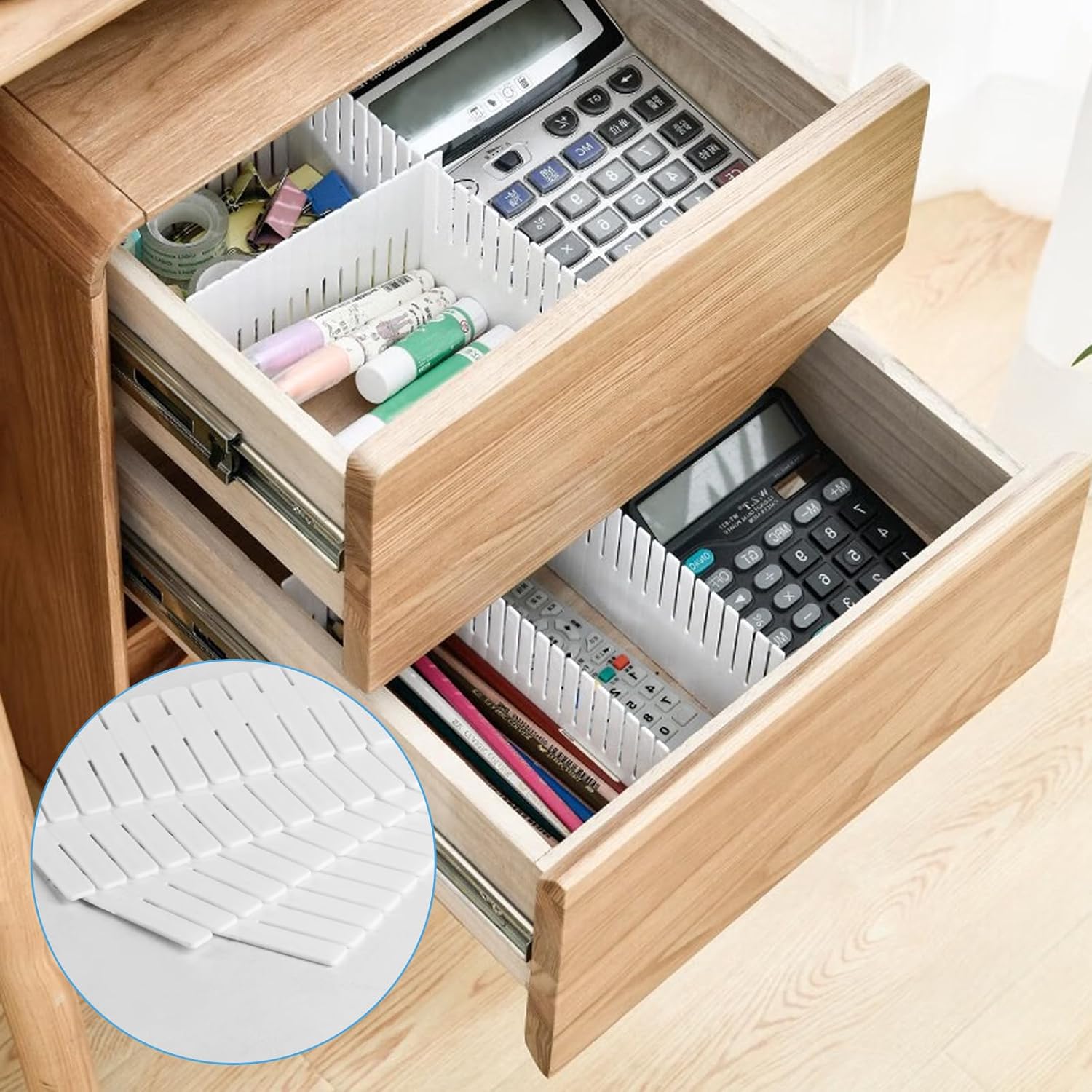 Detalle 2 de Tomoyuki 24pcs Adjustable Drawer Dividers – 32 x 7 cm, Plastic Drawer Organiser Set