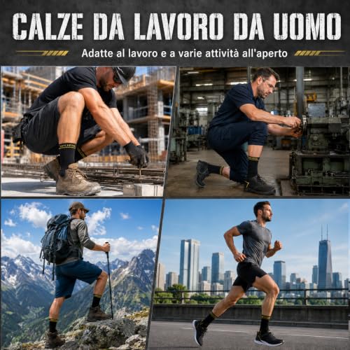 Thumbnail 6 de Niorasen calzini da lavoro uomo, 6 paia in spugna neri, 35-38