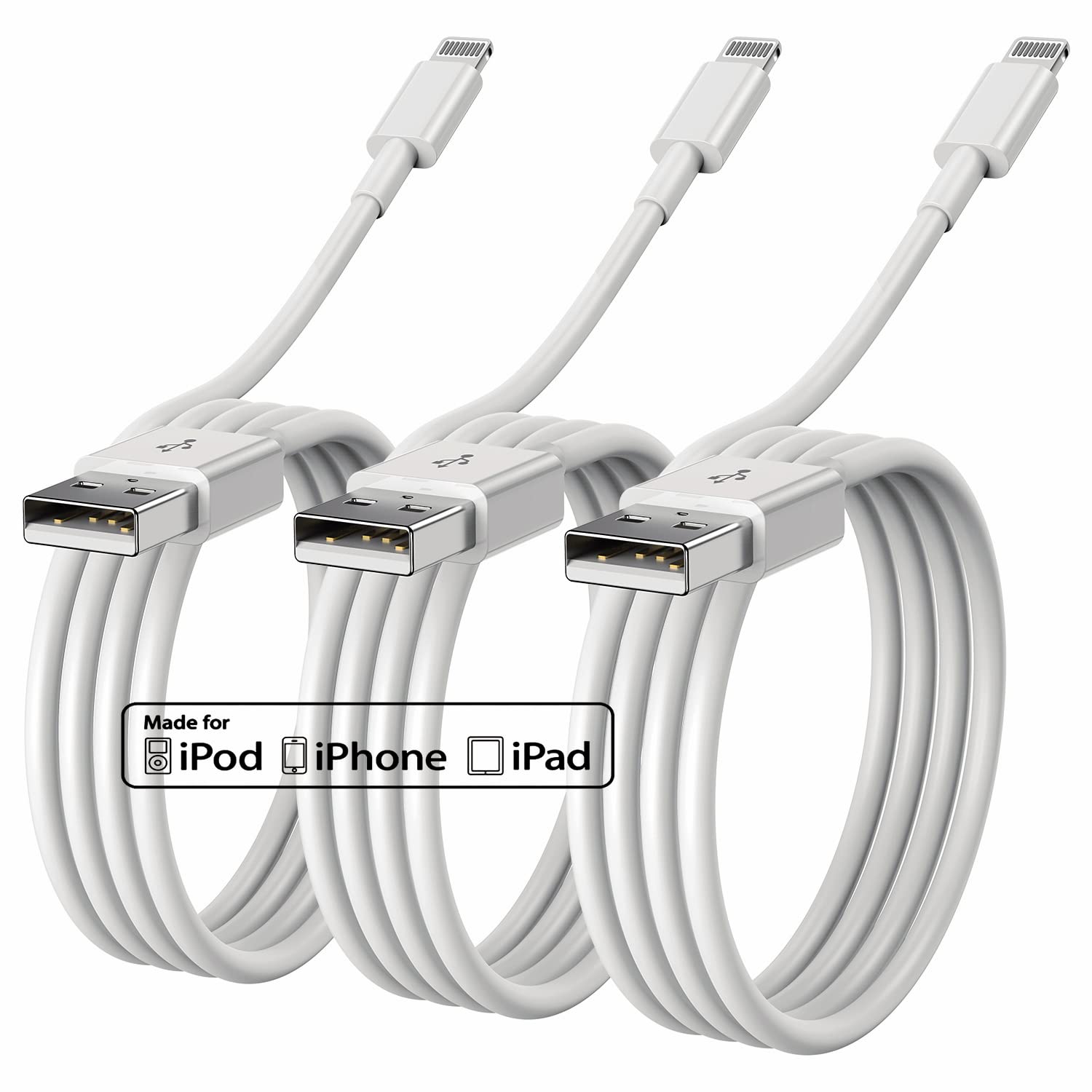 Detalle de iPhone Charger Cable 1M 3Pack MFi Certified