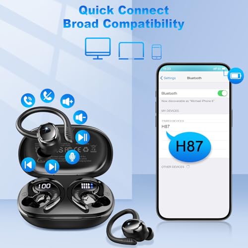 Thumbnail 7 de Auriculares Inalámbricos Bluetooth Deportivos Hupoaf: 60 h de autonomía, ANC opcional y Bluetooth 5.4 para entrenos