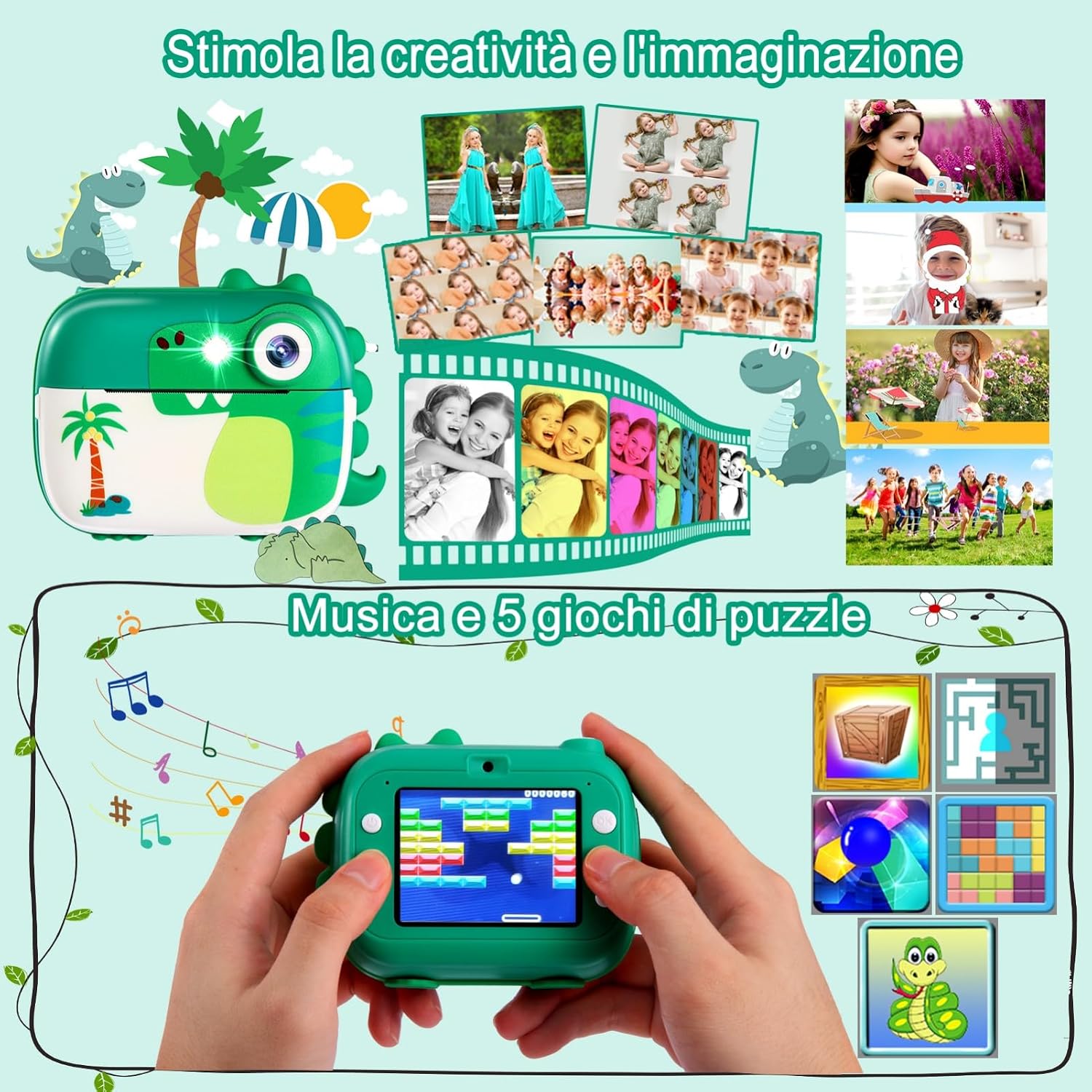 Thumbnail 4 de ARNSSIEN M3 macchina fotografica istantanea 1080P 2,4" per bambini