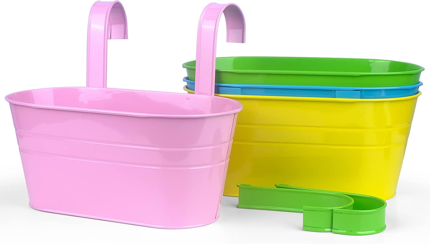 Thumbnail 6 de RIOGOO Hängeblumentöpfe aus Eisen (8er-Set, abnehmbare Haken) für Balkon & Wand – mittlere Größe