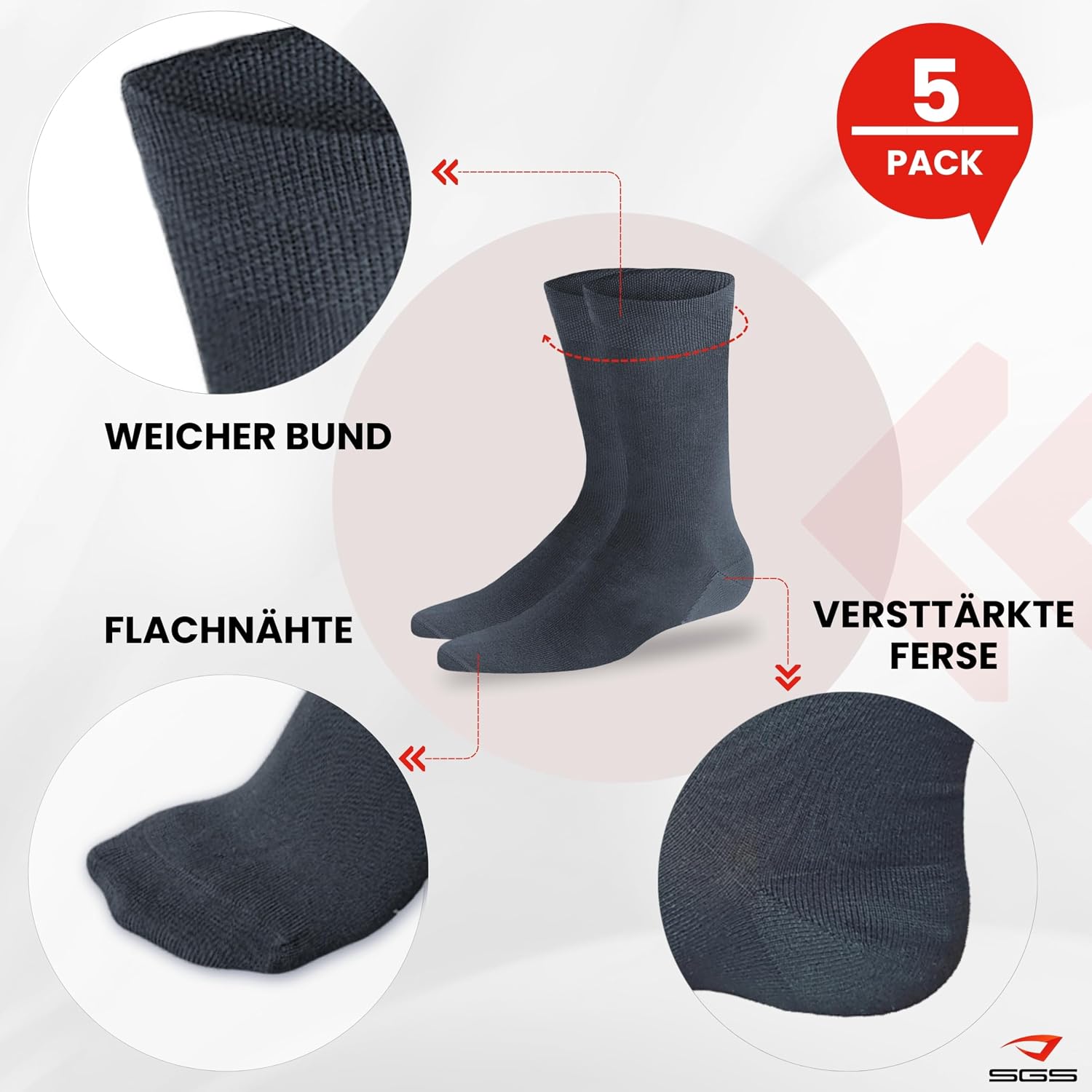 Detalle de SGS 5/10 Pack Bambus Socken 43-46