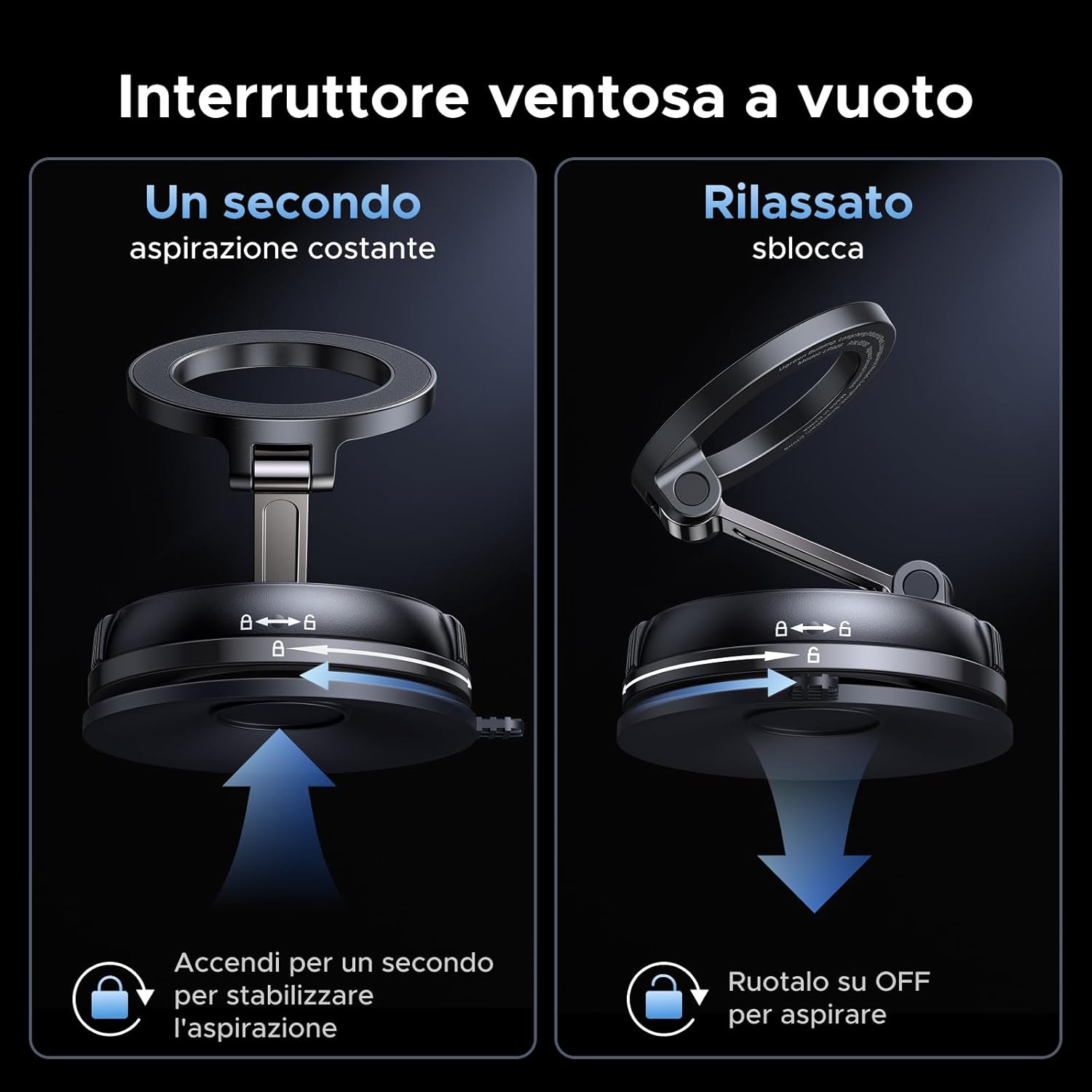 Thumbnail 6 de UGREEN Supporto Telefono Auto MagSafe 2 in 1 con ventosa e adesivo, rotazione 360° (iPhone MagSafe) Nero