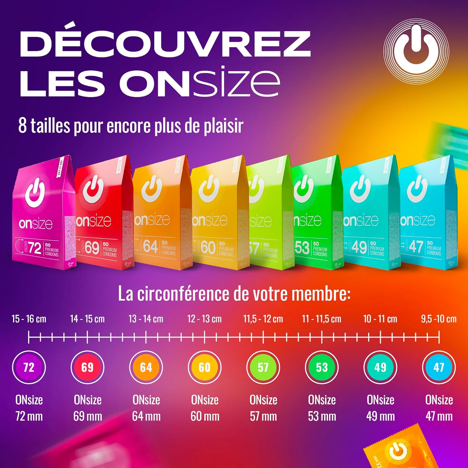 Thumbnail 6 de Lot de 50 préservatifs, 7 variétés, 54 mm ⚙