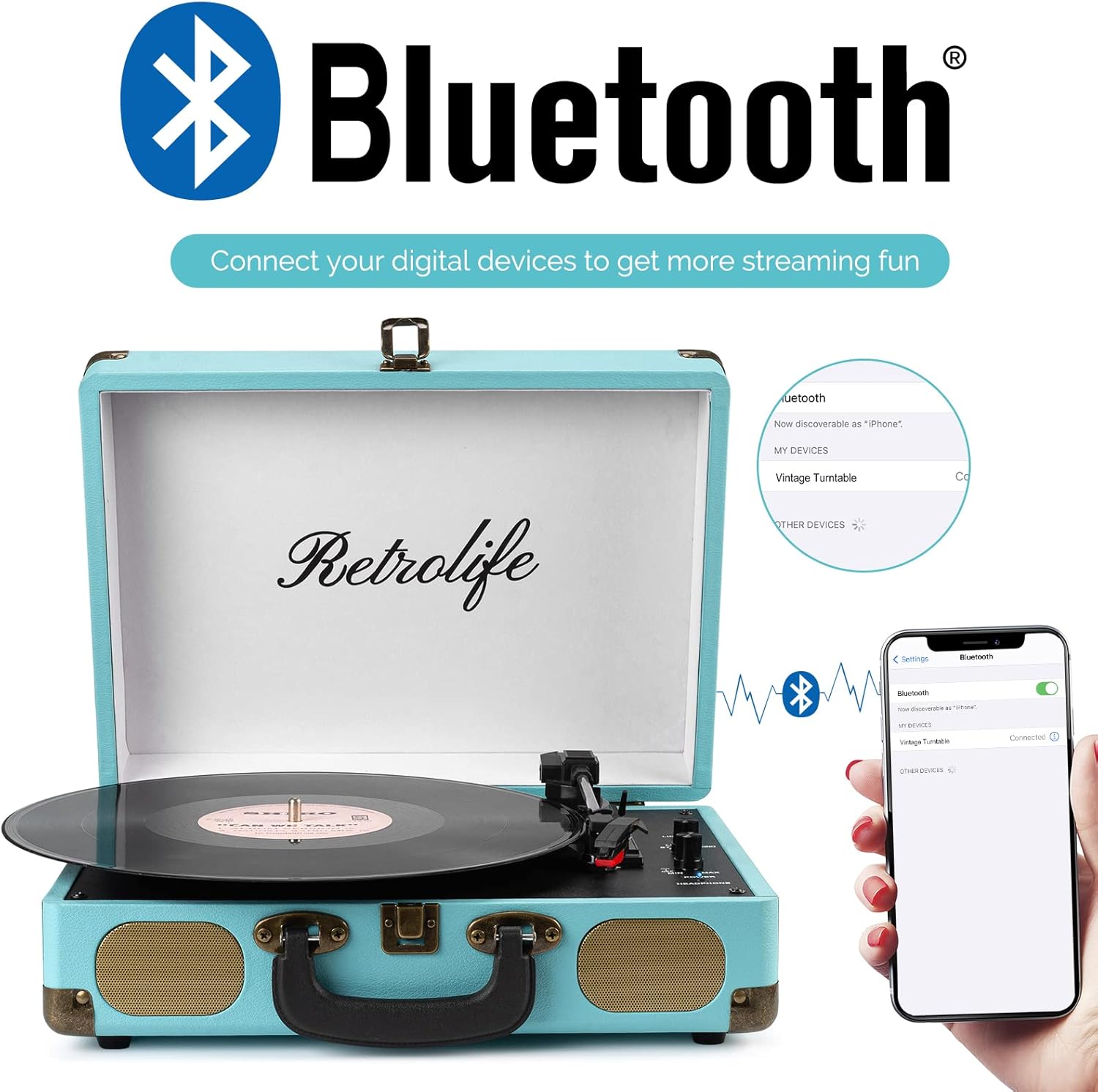 Thumbnail 1 de Tourne-disque vinyle 3 vitesses 33/45/78 tr/min Bluetooth