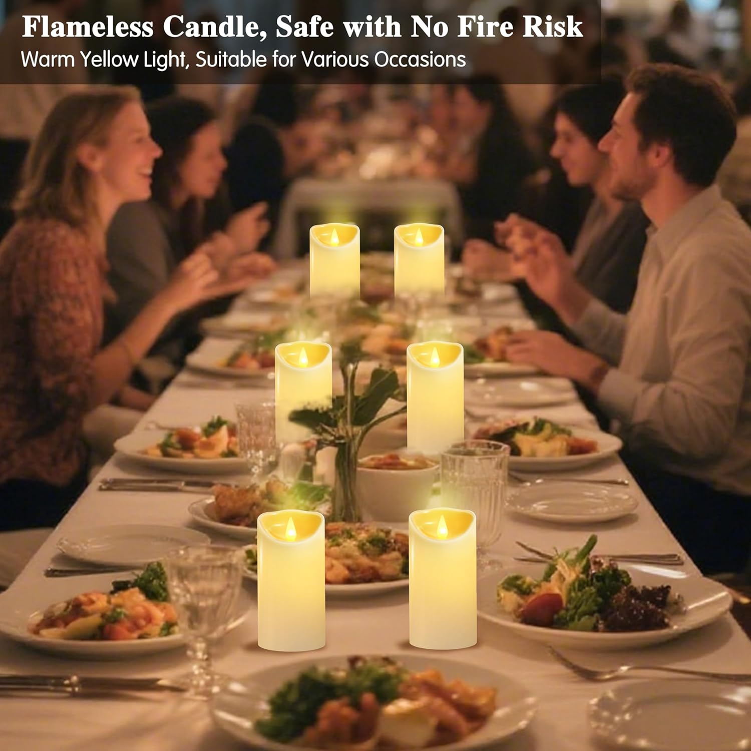 Thumbnail 1 de AuroraWave LED Candles Flameless 6x3 inches Set of 6 with Remote and Timer