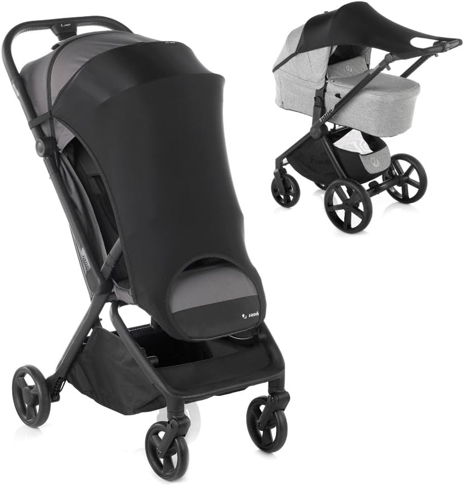 Jané Protection Solaire Poussette UPF 50+ — Universelle, Élastique et Respirante (Noir)