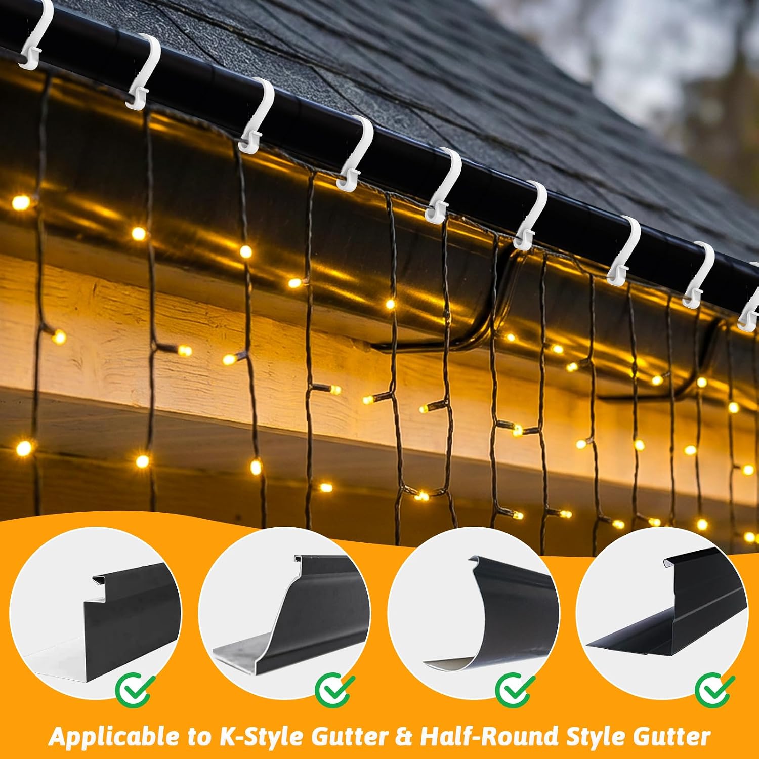 Thumbnail 3 de Dalugo Gutter Hooks for Outdoor Lights – 40 Black Plastic S Clips for Hanging Christmas Lights