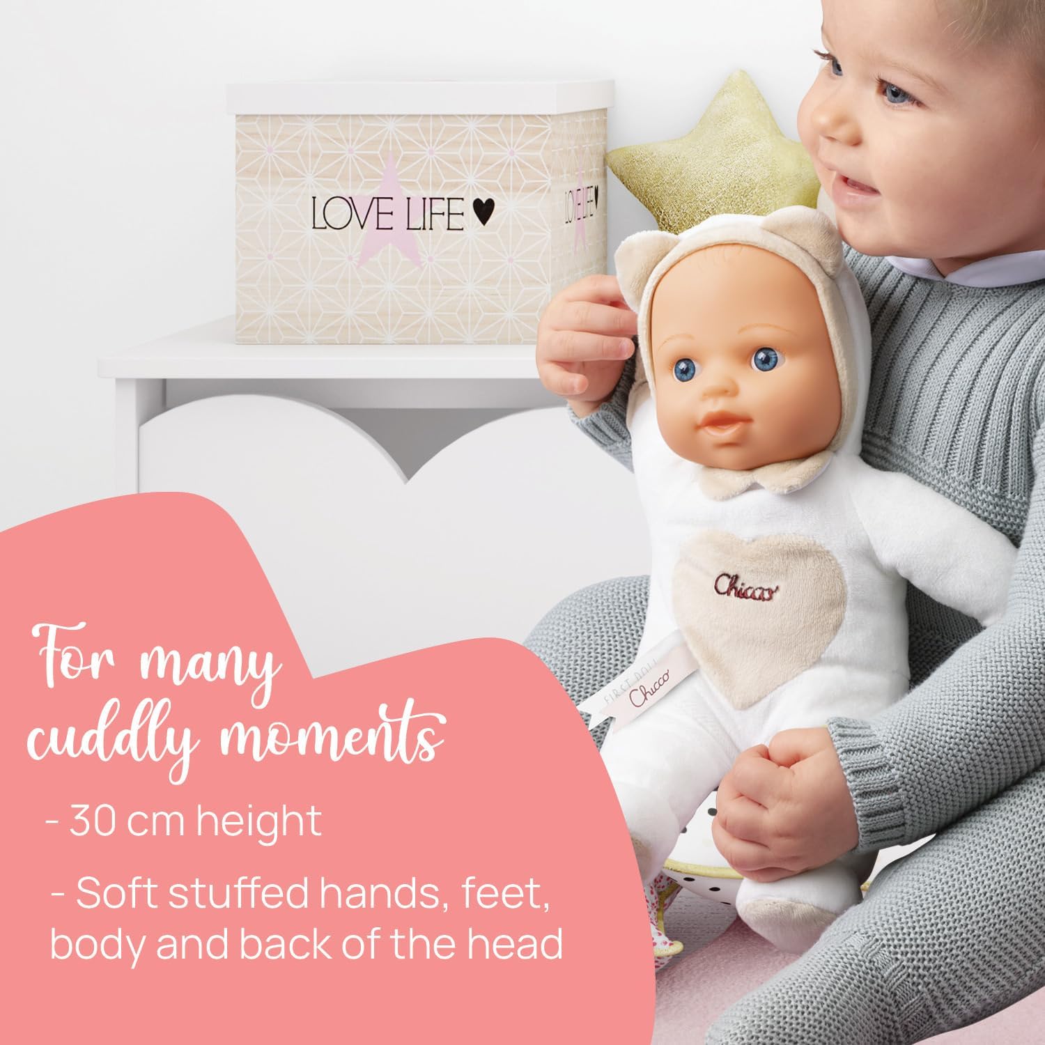 Detalle de Chicco Ma Première Poupée, cœur Doux pour la Dentition — légère, lavable en machine dès 0 mois