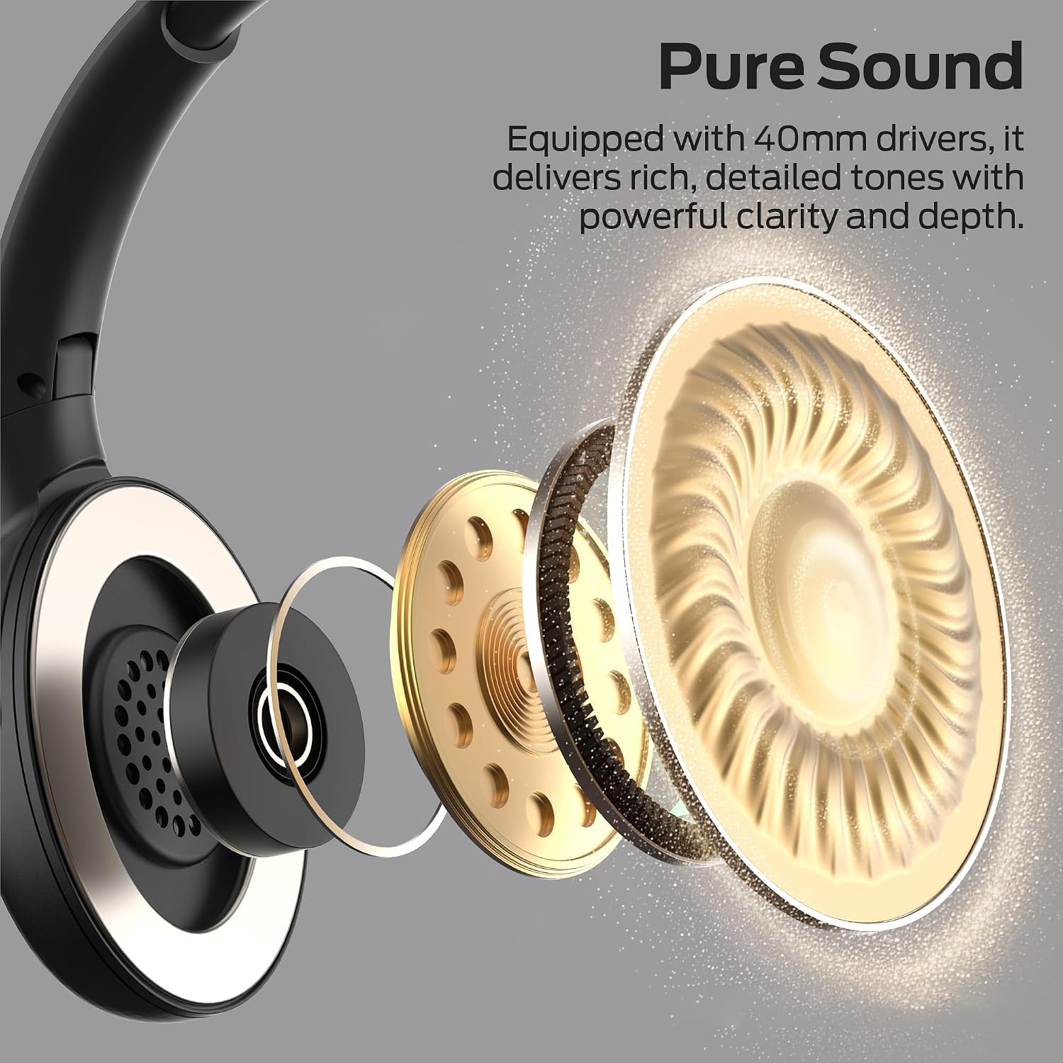Detalle 2 de Oraolo H20 Wireless TV Headphones with Transmitter, Charging Dock and 45-Hour Battery