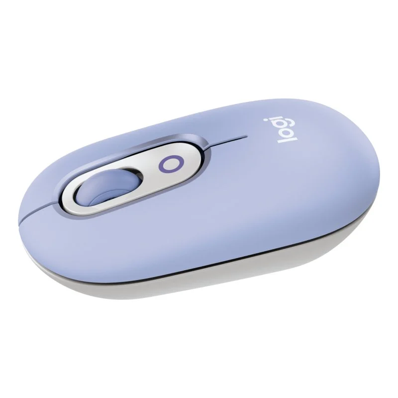 Detalle de Logitech POP Mouse Inalámbrico Compacto (Lilá) con Emojis Personalizables