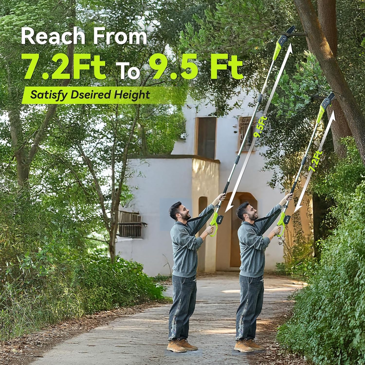 Thumbnail 1 de Supstable Motosega a batteria telescopica 8" con asta fino a 4,6 m e 2 batterie da 4000 mAh