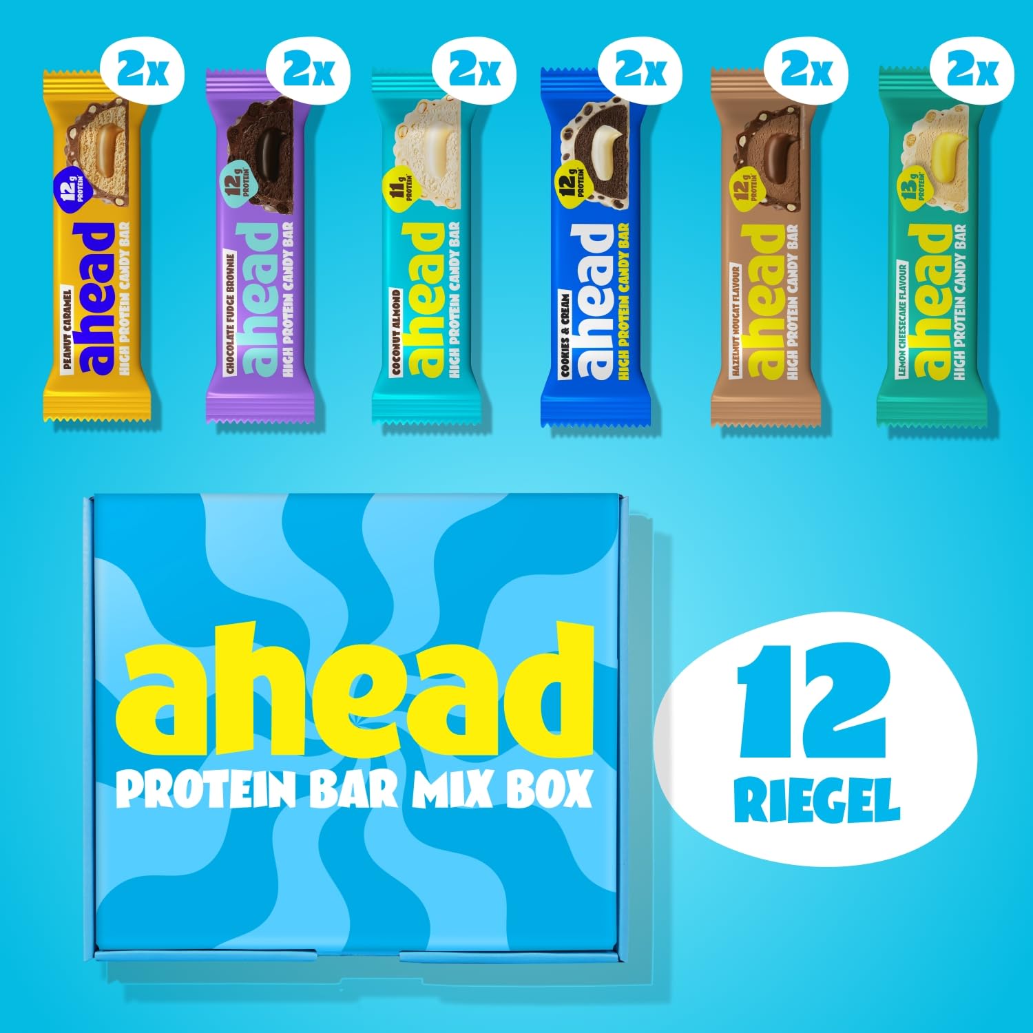 Detalle 2 de ahead Mix Box Protein Riegel 12×45g 🍫