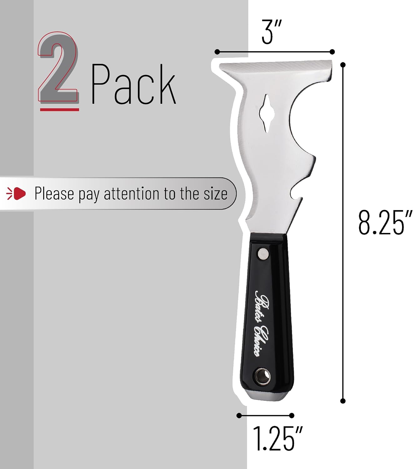 Detalle de Bates Choice JEOP002B419VQ 10-in-1 Paint Scraper Set, Stainless Steel, 2-Piece