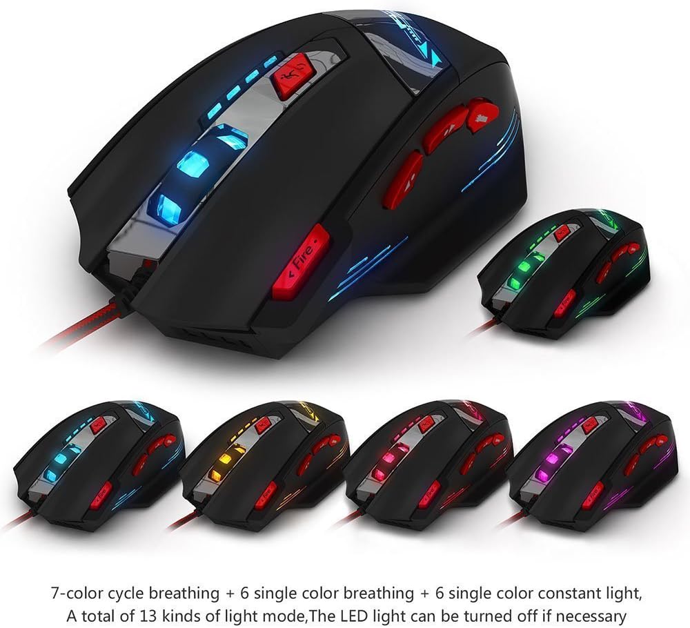 Detalle 2 de zelotes Mouse Gaming Cablata 9200 DPI