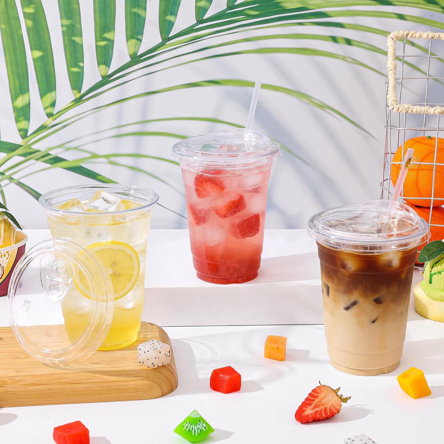 Detalle de DI QIU REN DQR-CA-51-100pcs16oz clear straw cup, 100 Clear Plastic Cups