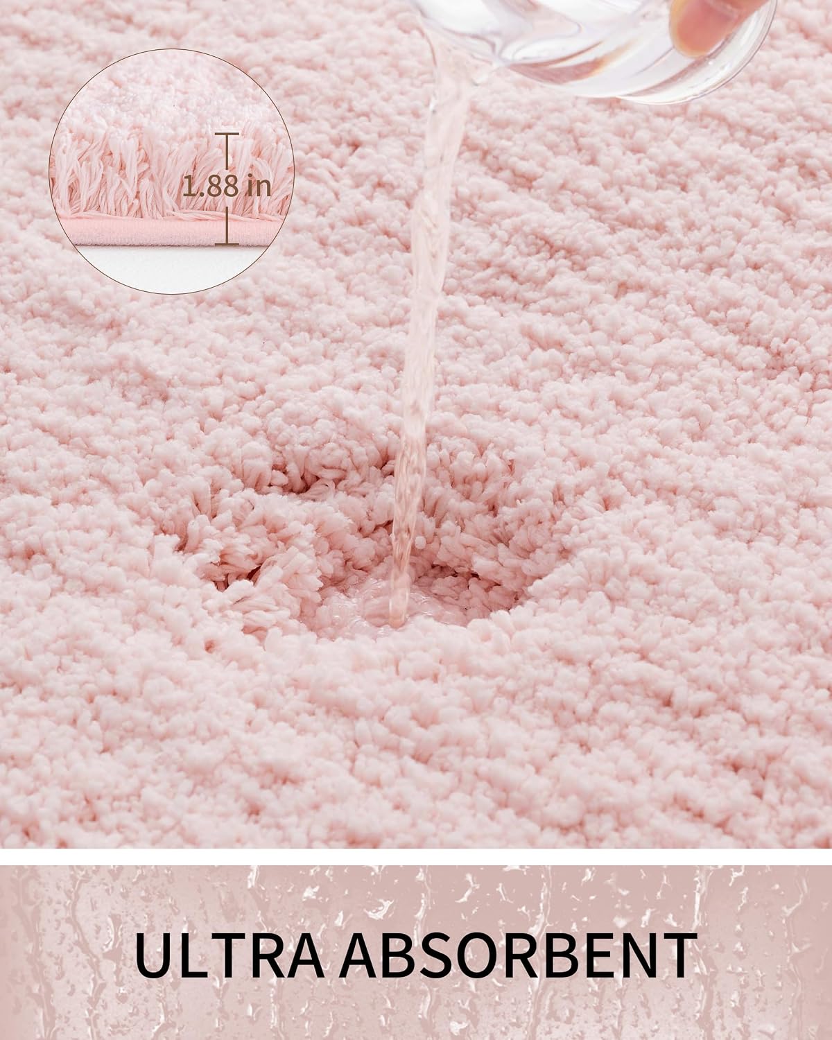 Detalle 2 de Ruggnovea 70x24 Ultra Thick Non-Slip Pink Bath Rug